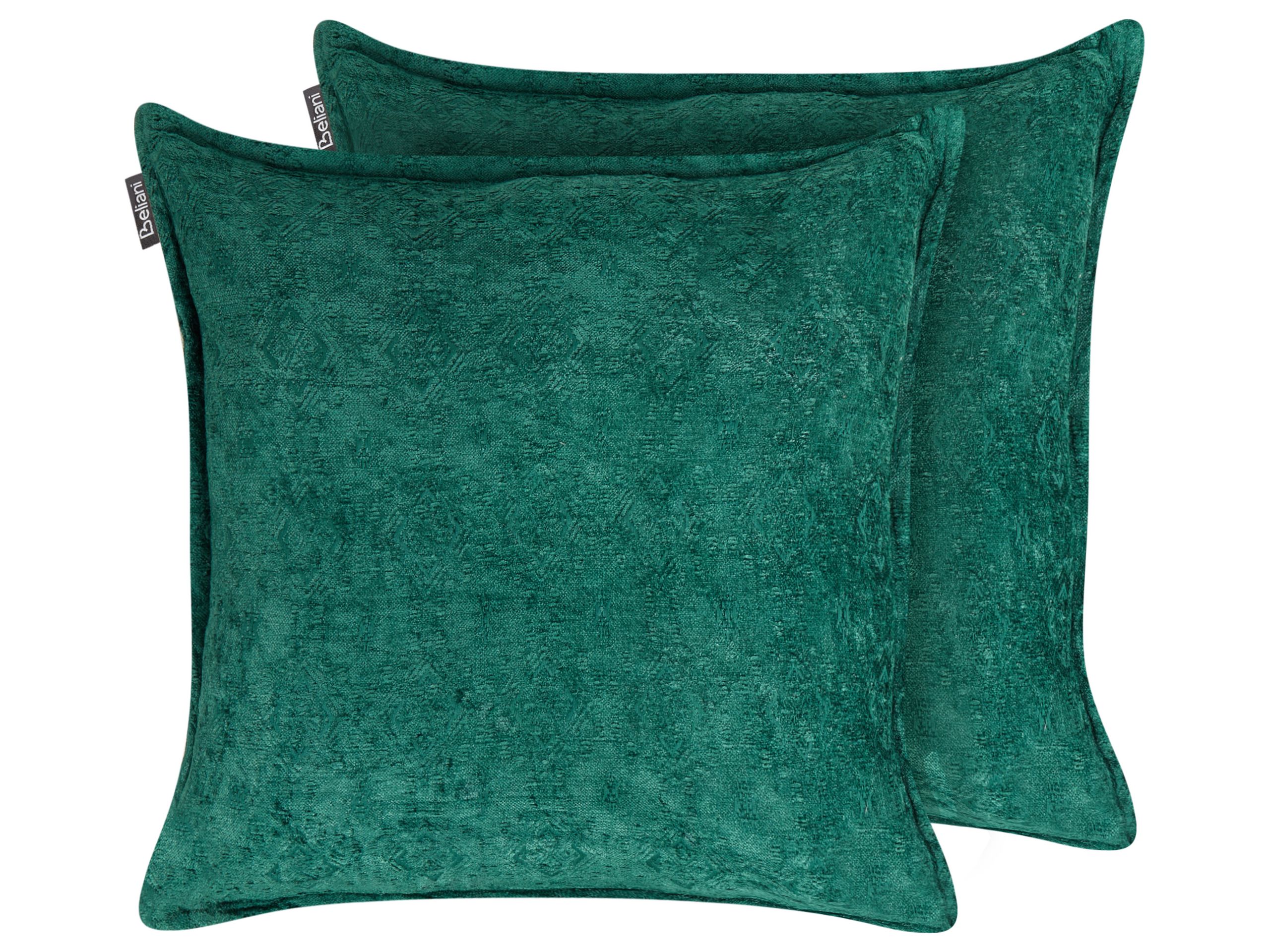 Set of 2 Decorative Cushions VERPIS Cotton 50 x 50 cm Emerald Green Solid - Gemini Interiors