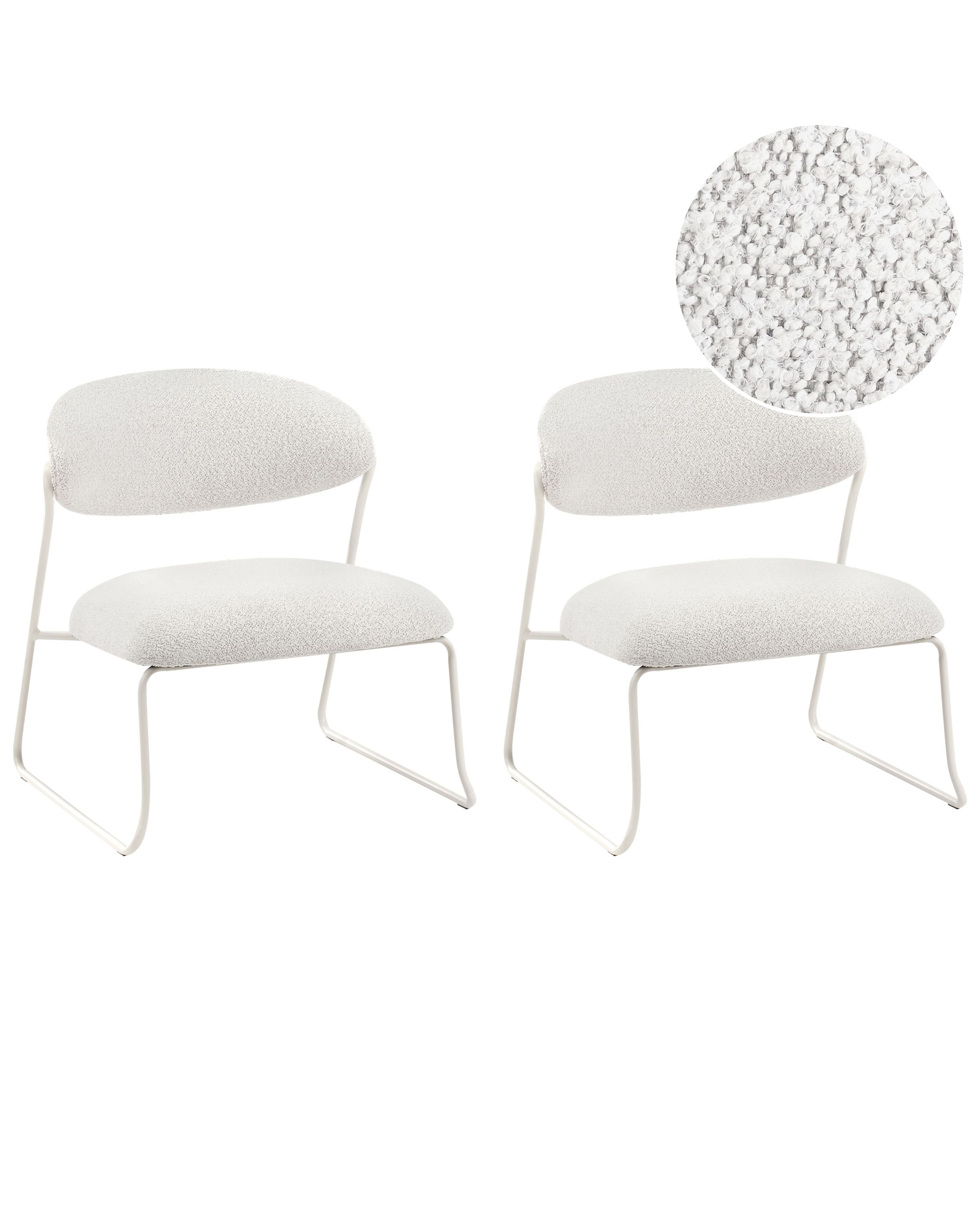 GOLDMERE Fabric Armchairs Set of 2 - Off White - Gemini Interiors