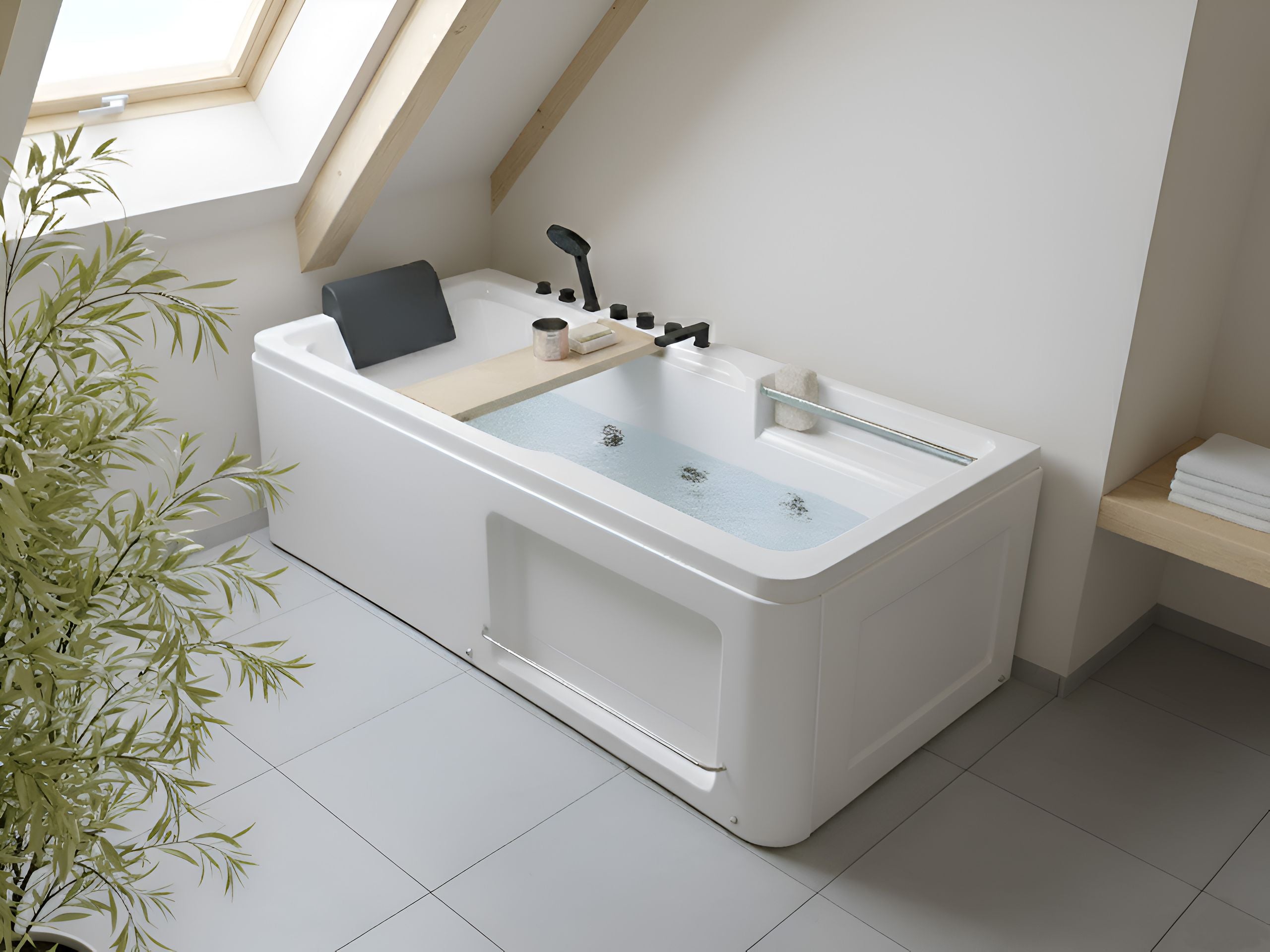 GRAVENTO Corner Bath & Hot Tub - White - Gemini Interiors