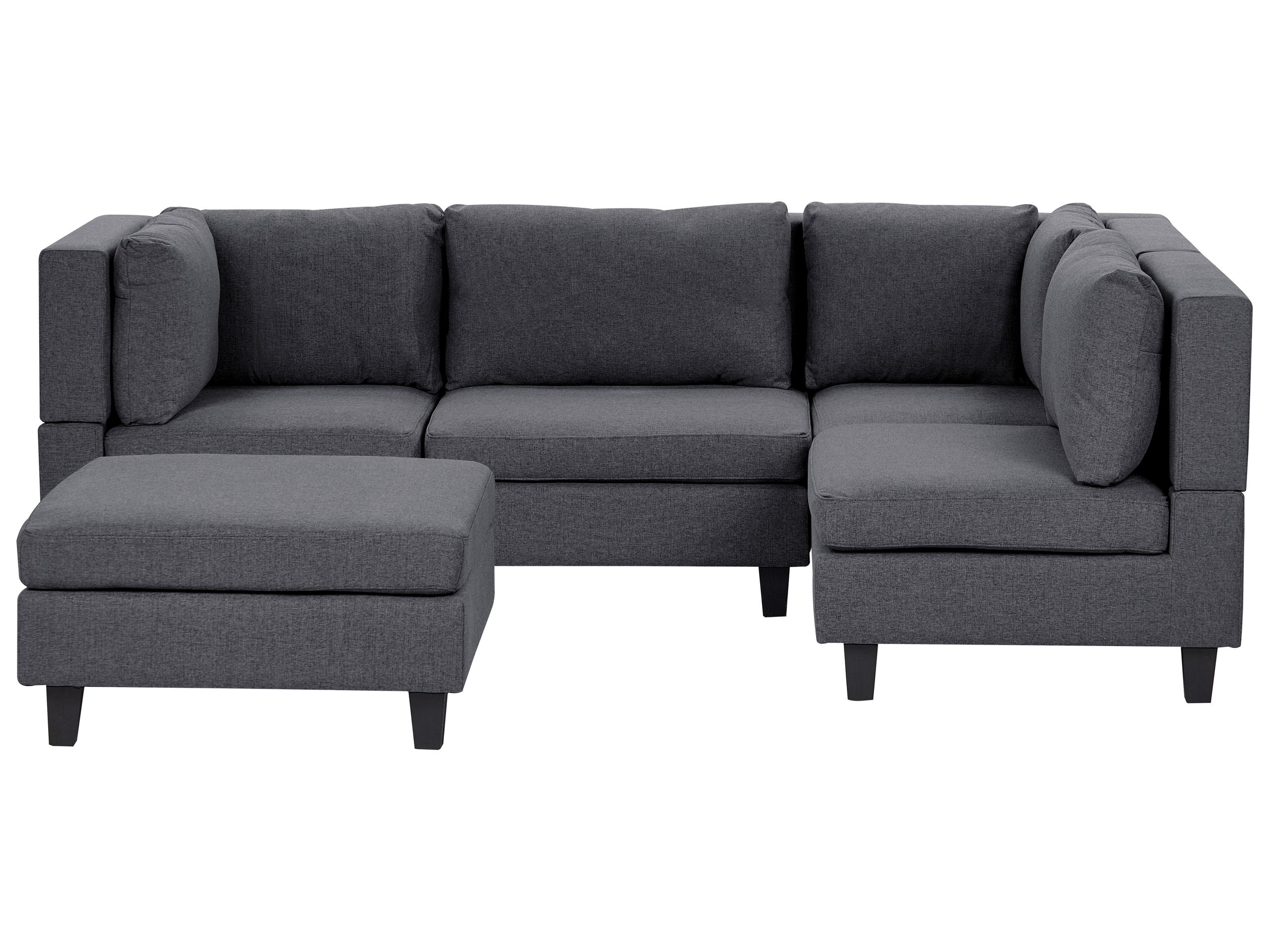 4 Seater Left Hand Modular Fabric Corner Sofa with Ottoman Dark Grey UNSTAD - Gemini Interiors