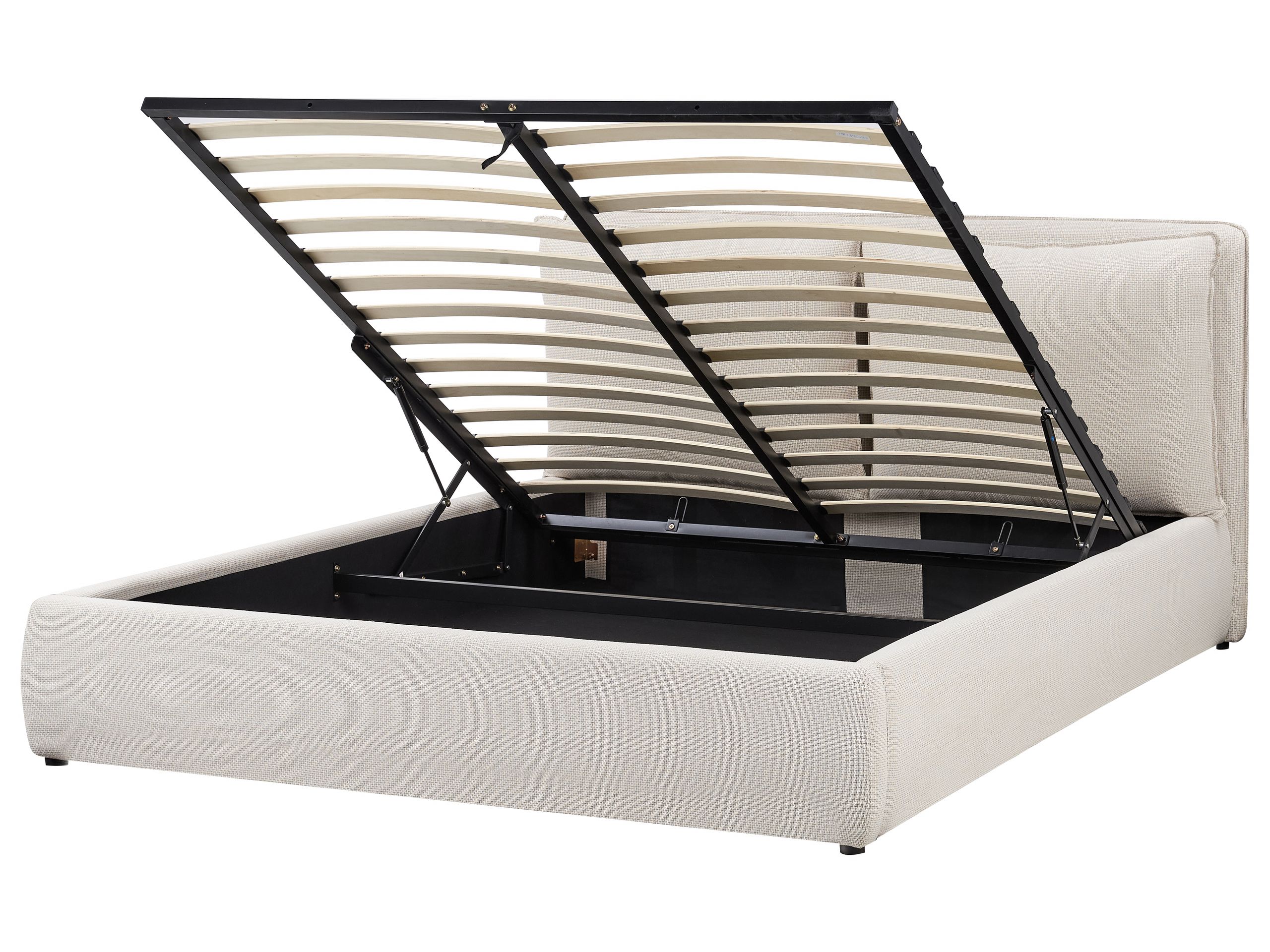 NAJOBNA Ottoman Bed Fabric 160 x 200 cm (EU King Size) Beige - Gemini Interiors