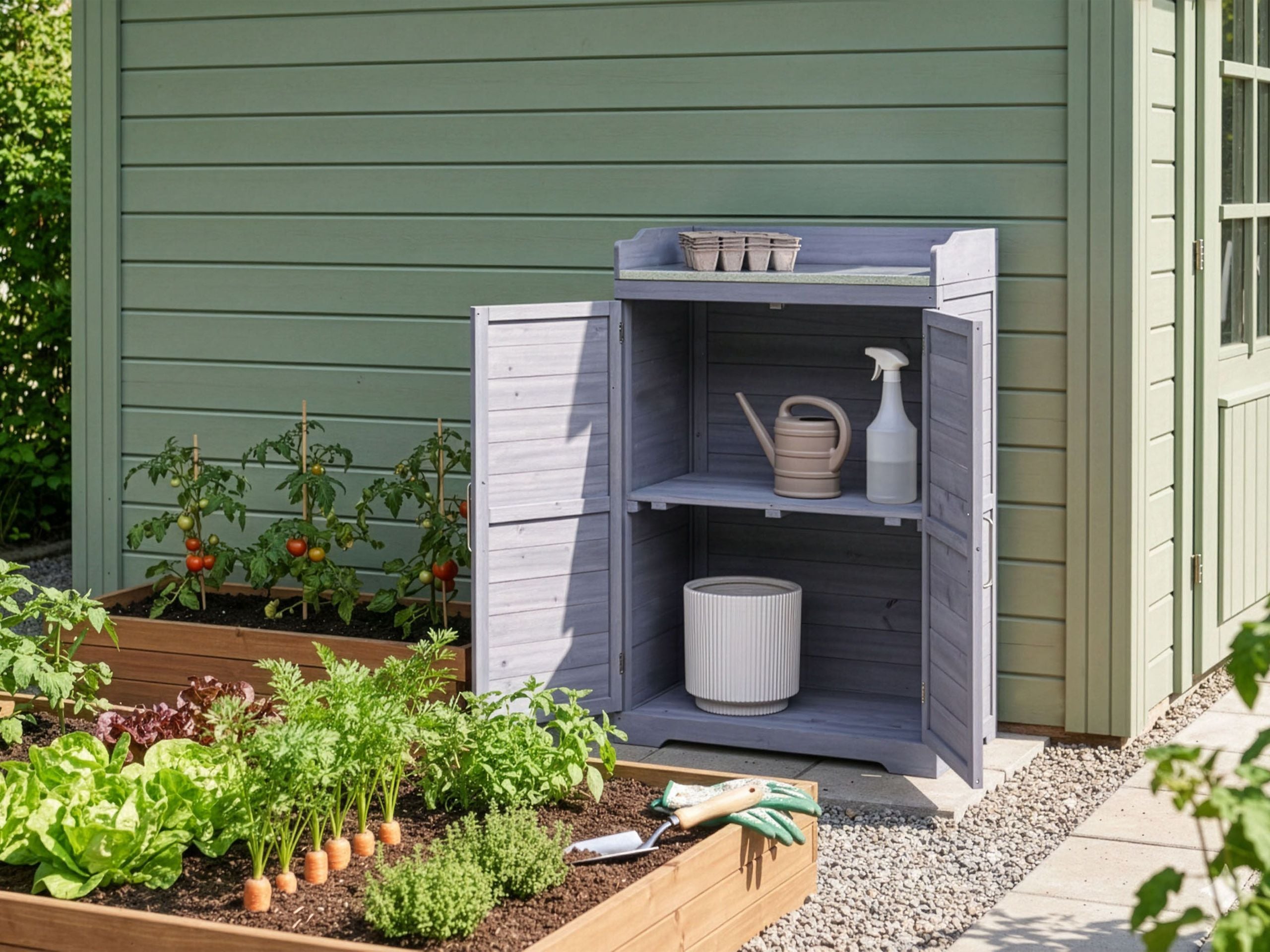 NAJARO Potting Benche - Grey - Gemini Interiors