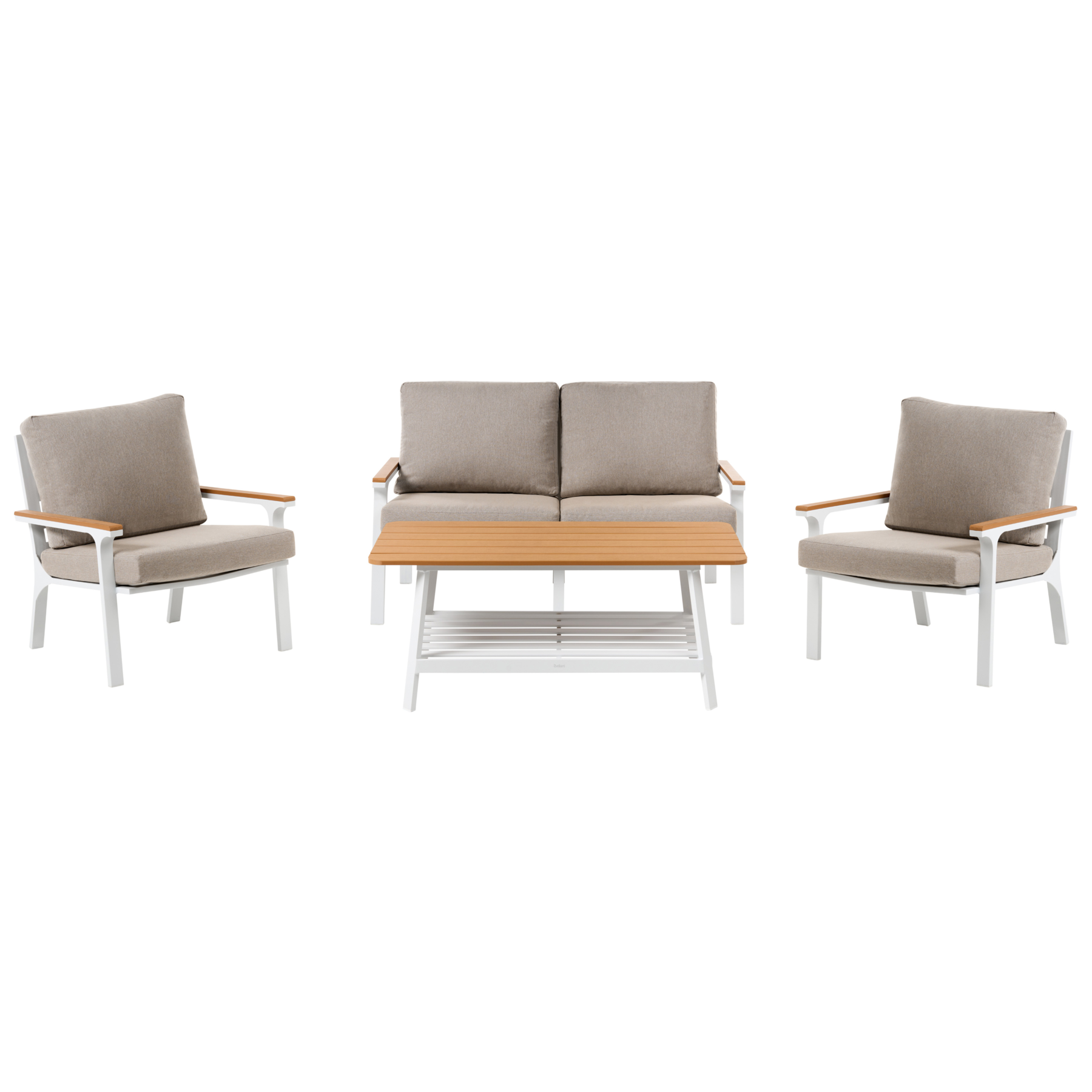 KELNARA Metal Garden 4 Seater Lounge Set - Taupe - Gemini Interiors