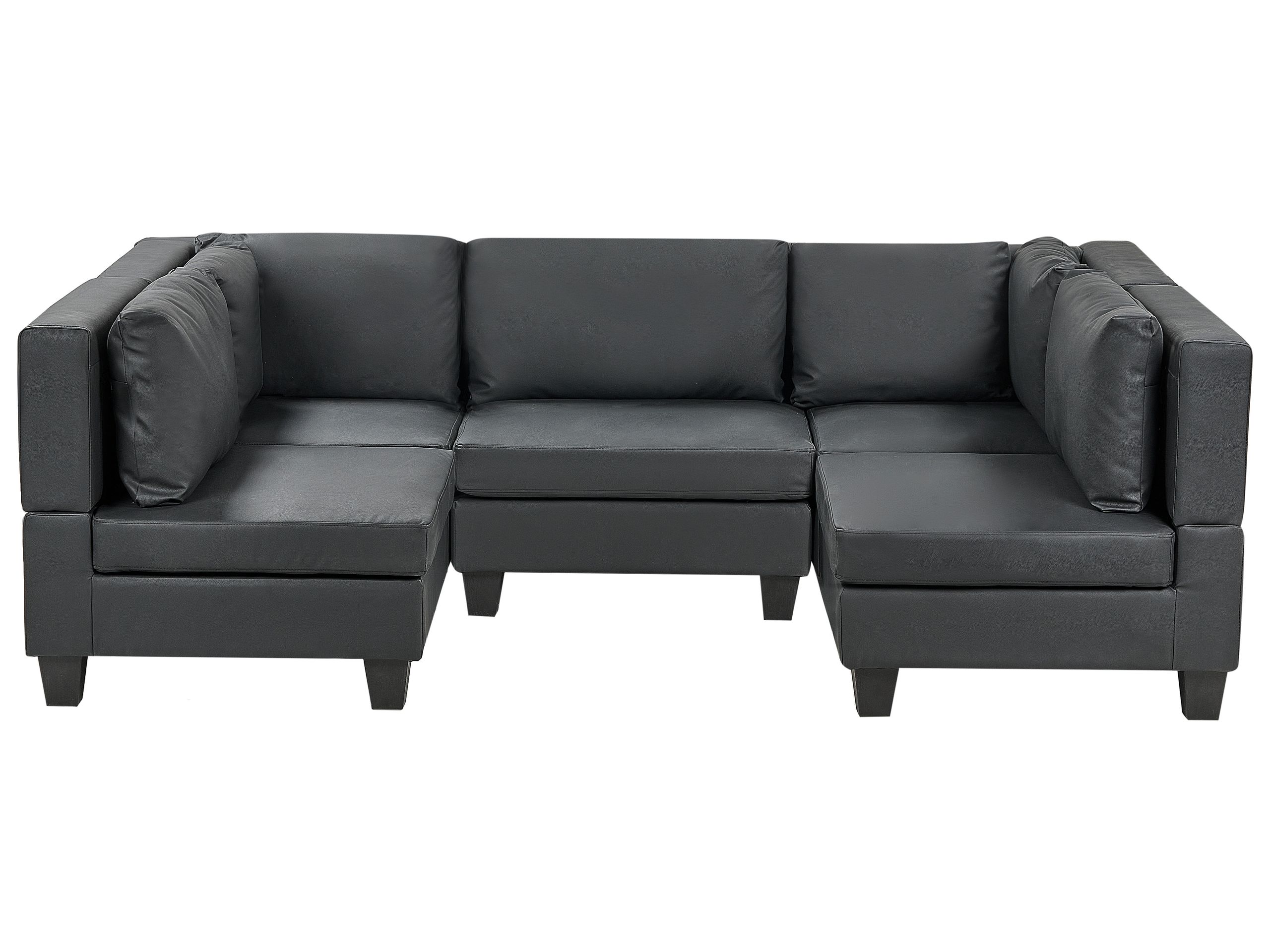 ROSENDEN Faux Leather U Shaped Corner Sofa - Black - Gemini Interiors