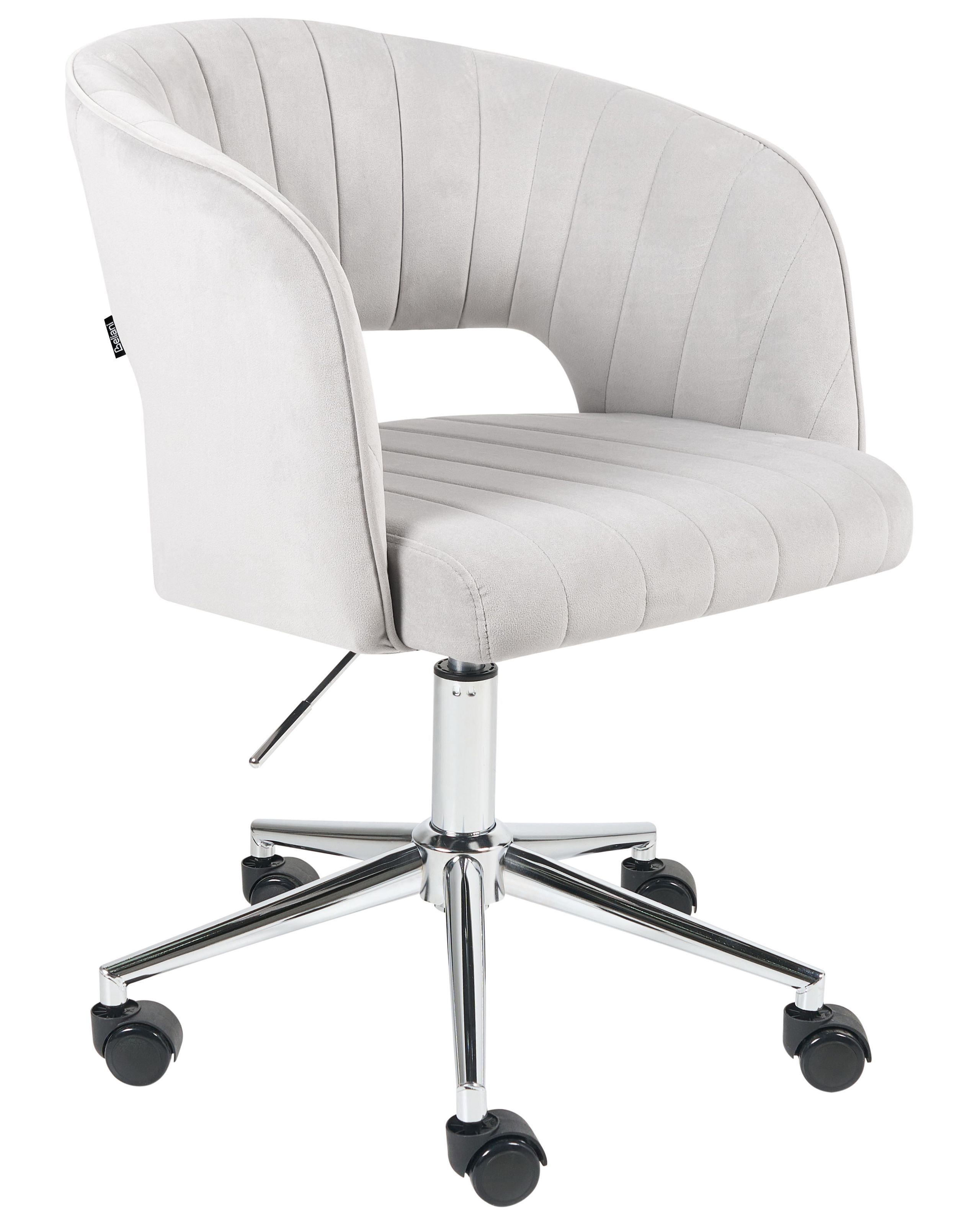 KATOANH Desk Chair Swivel Velvet Light Grey - Gemini Interiors