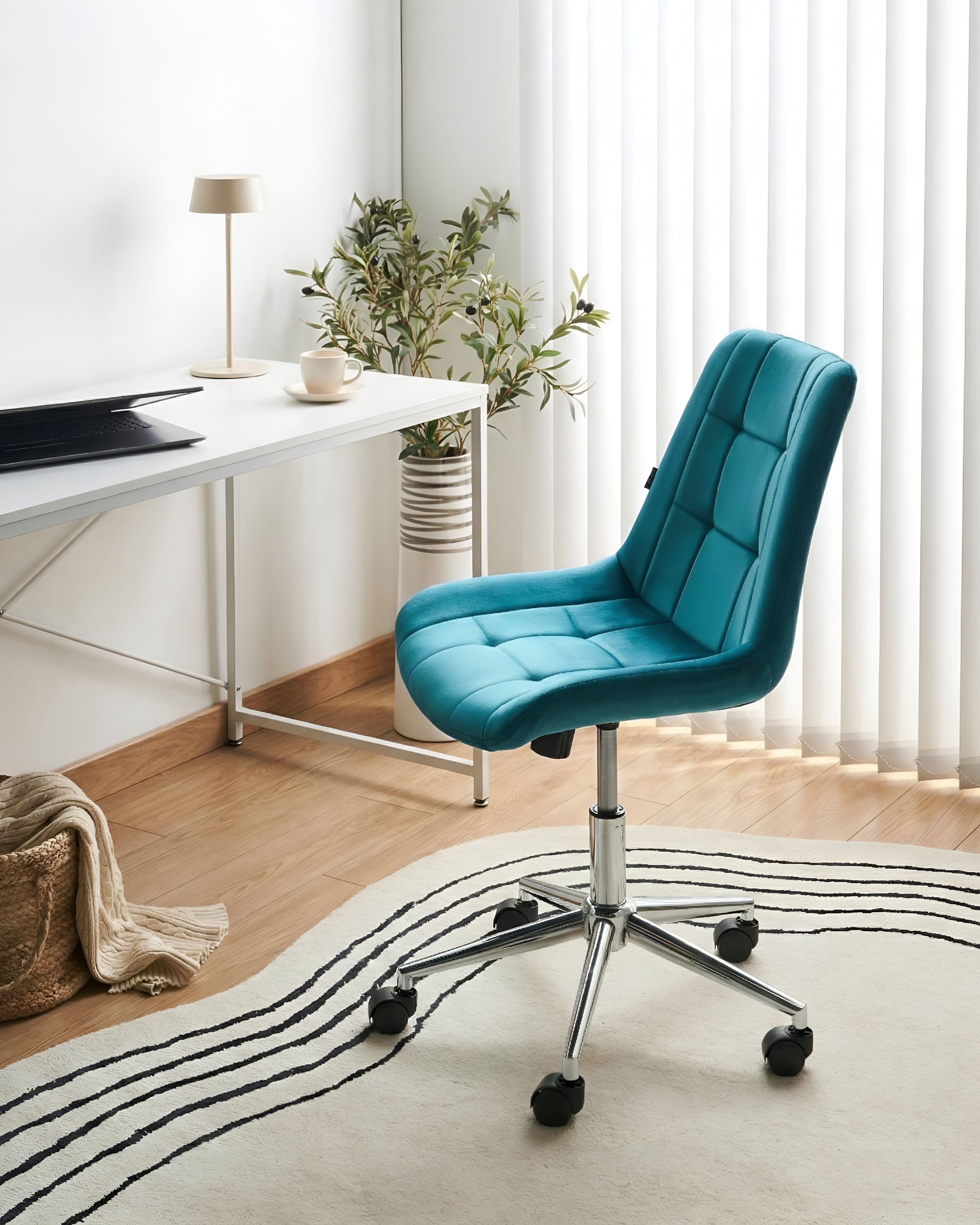 DAHIVO Velvet Office Chair - Teal - Gemini Interiors