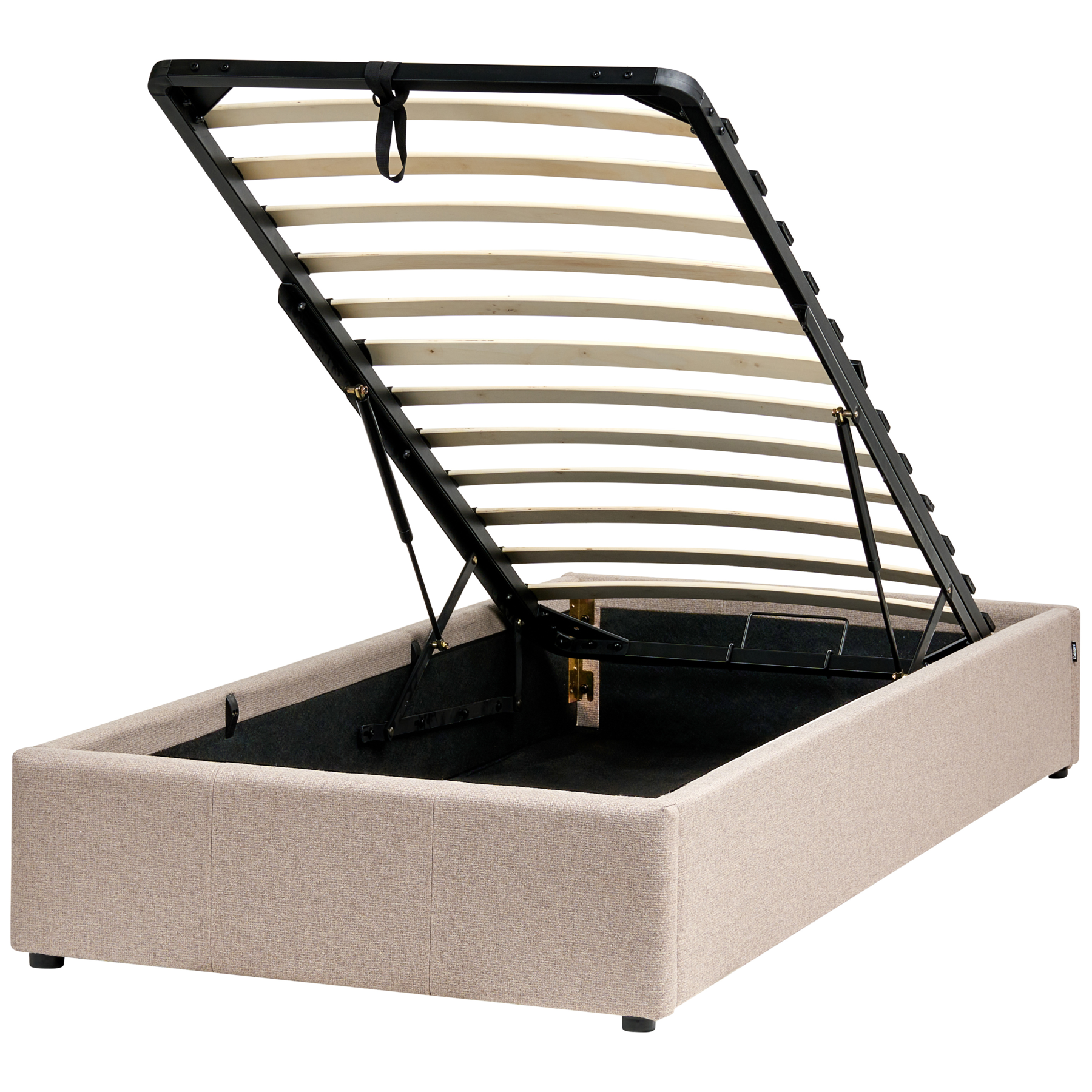 KAEL Single Fabric Ottoman Storage Bedframe - Light Brown - Gemini Interiors