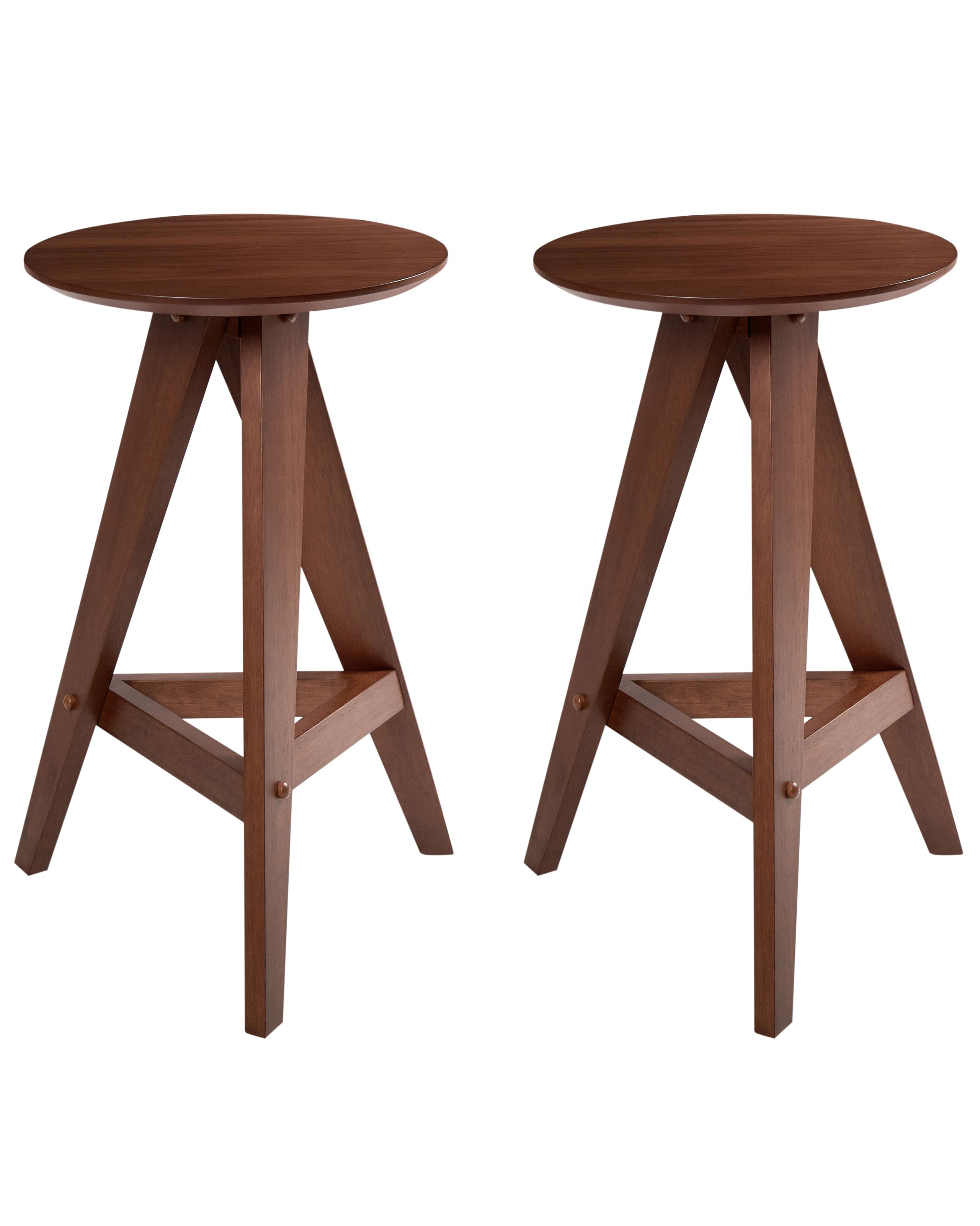 AROAM Set of 2 Wooden Bar Stools Dark Brown - Gemini Interiors