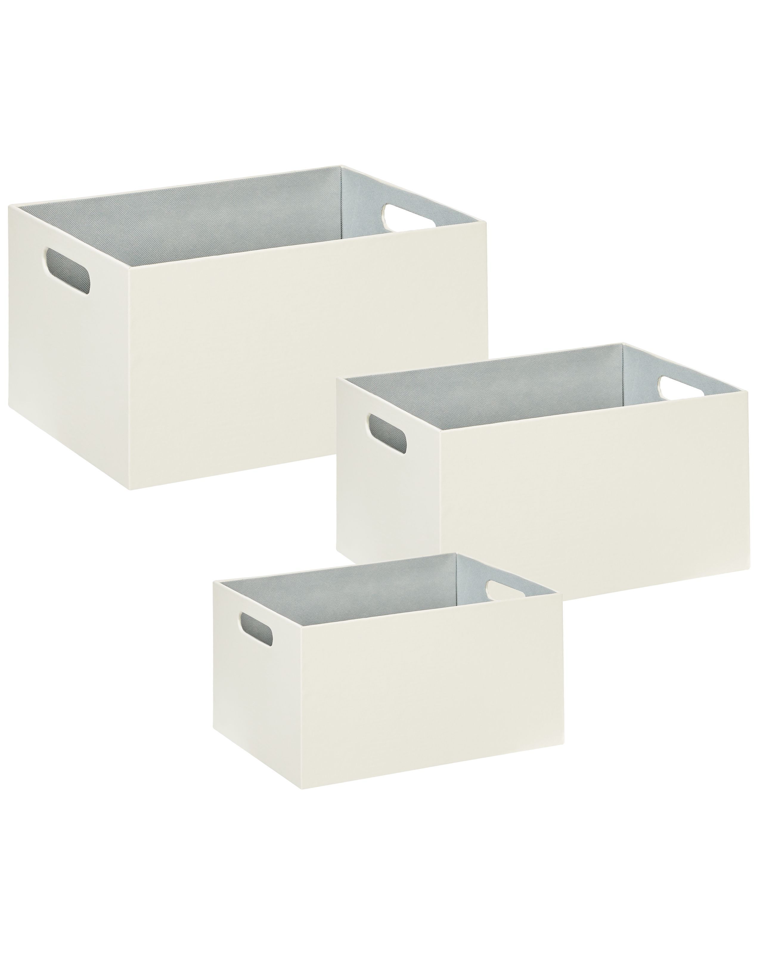 Set of 3 Faux Leather Baskets Beige LARSA - Gemini Interiors