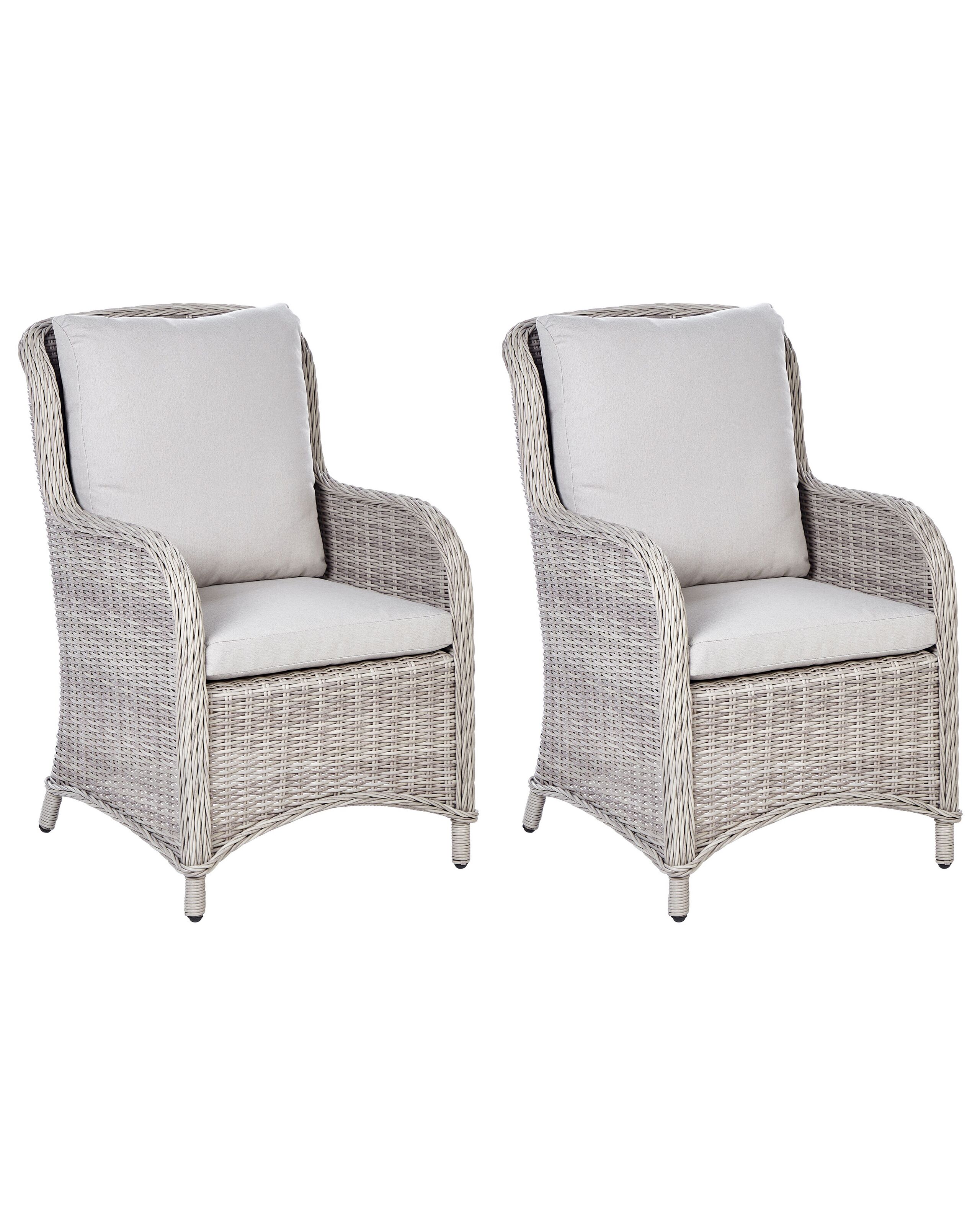 Set of 2 Garden Armchairs CASCAIS PE Rattan Beige - Gemini Interiors