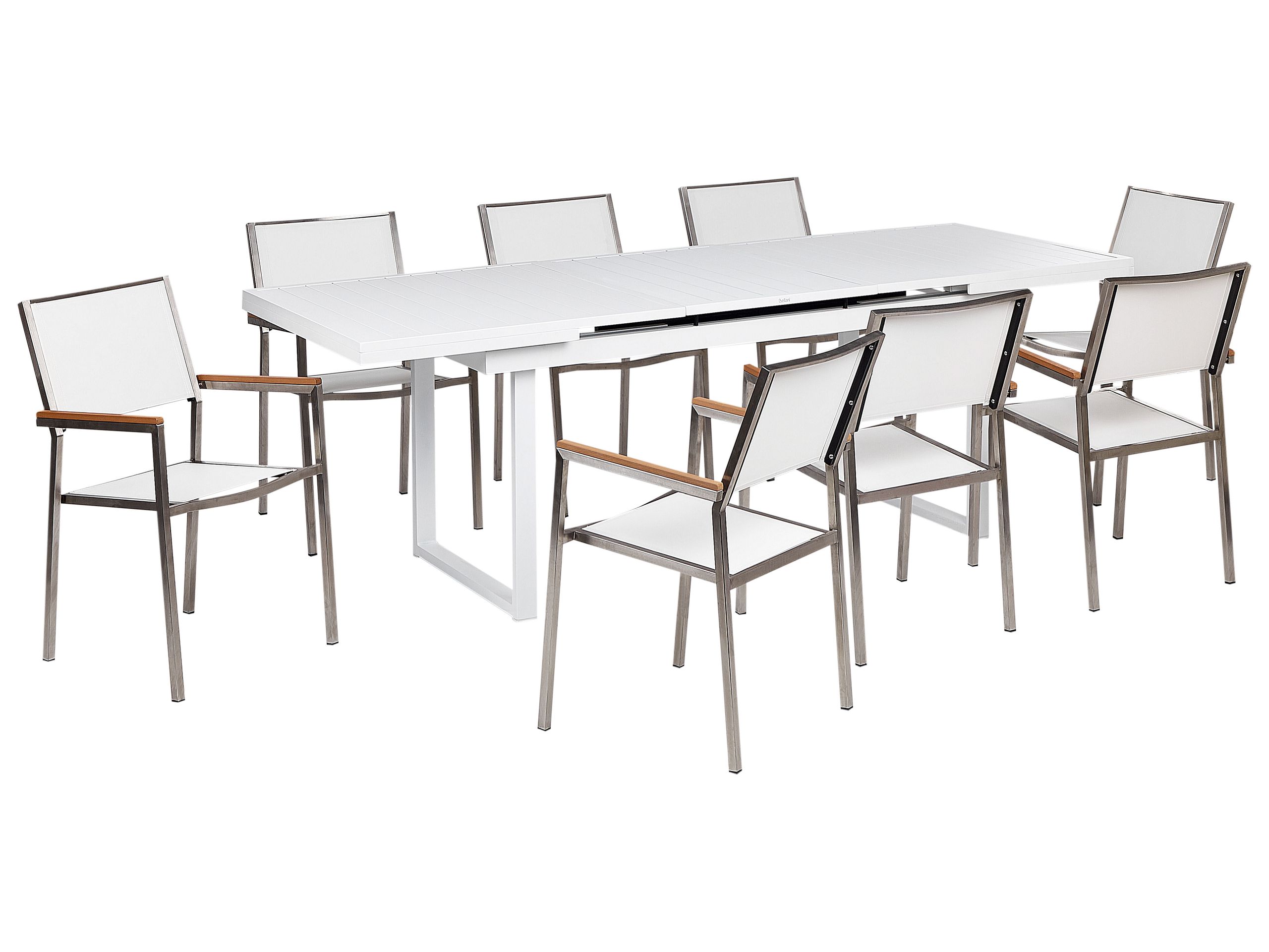 Garden Dining Set 8 Seater VALCANETTO/GROSSETO Metal White - Gemini Interiors