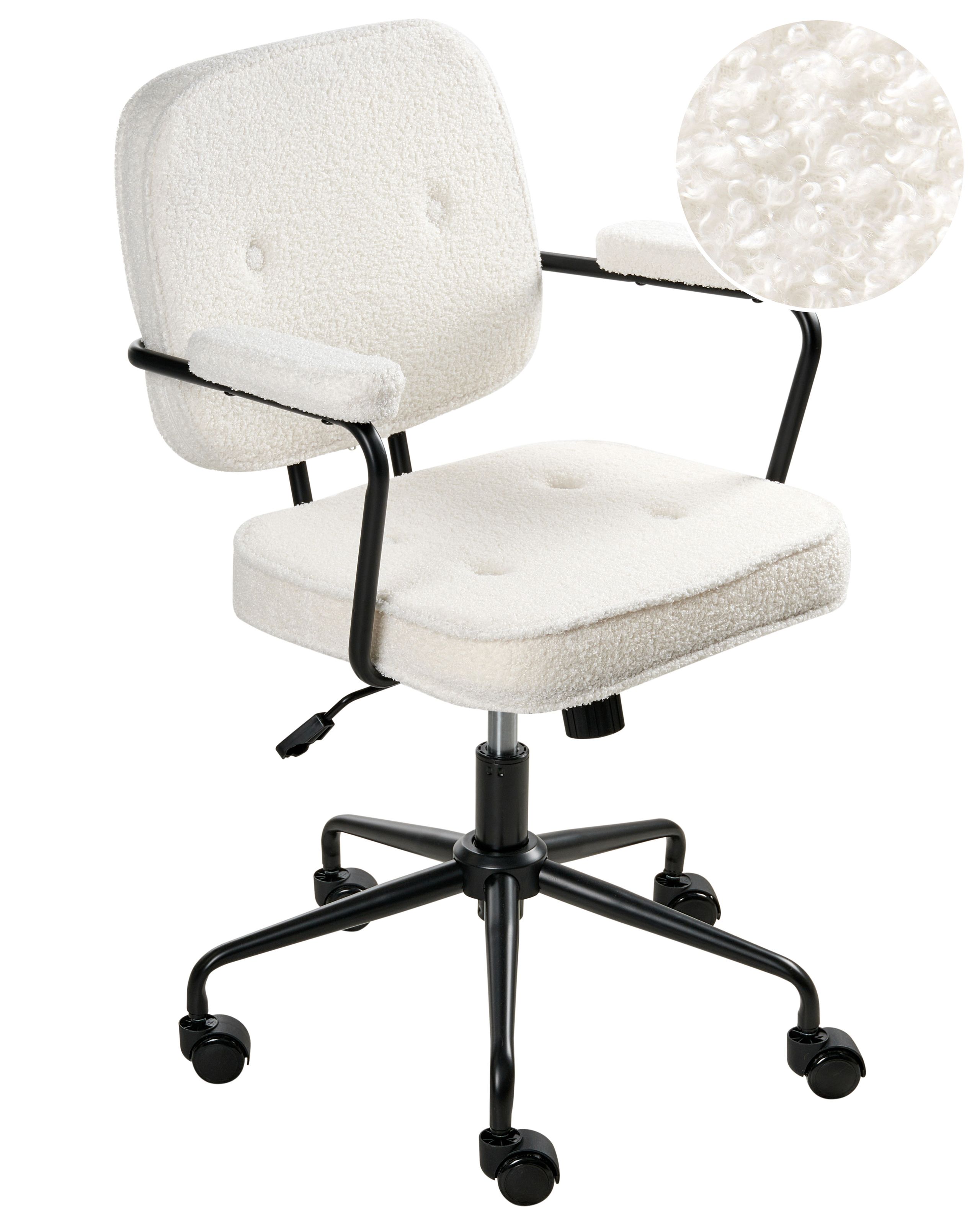 KELDMERE Fabric Office Desk Chair - White - Gemini Interiors