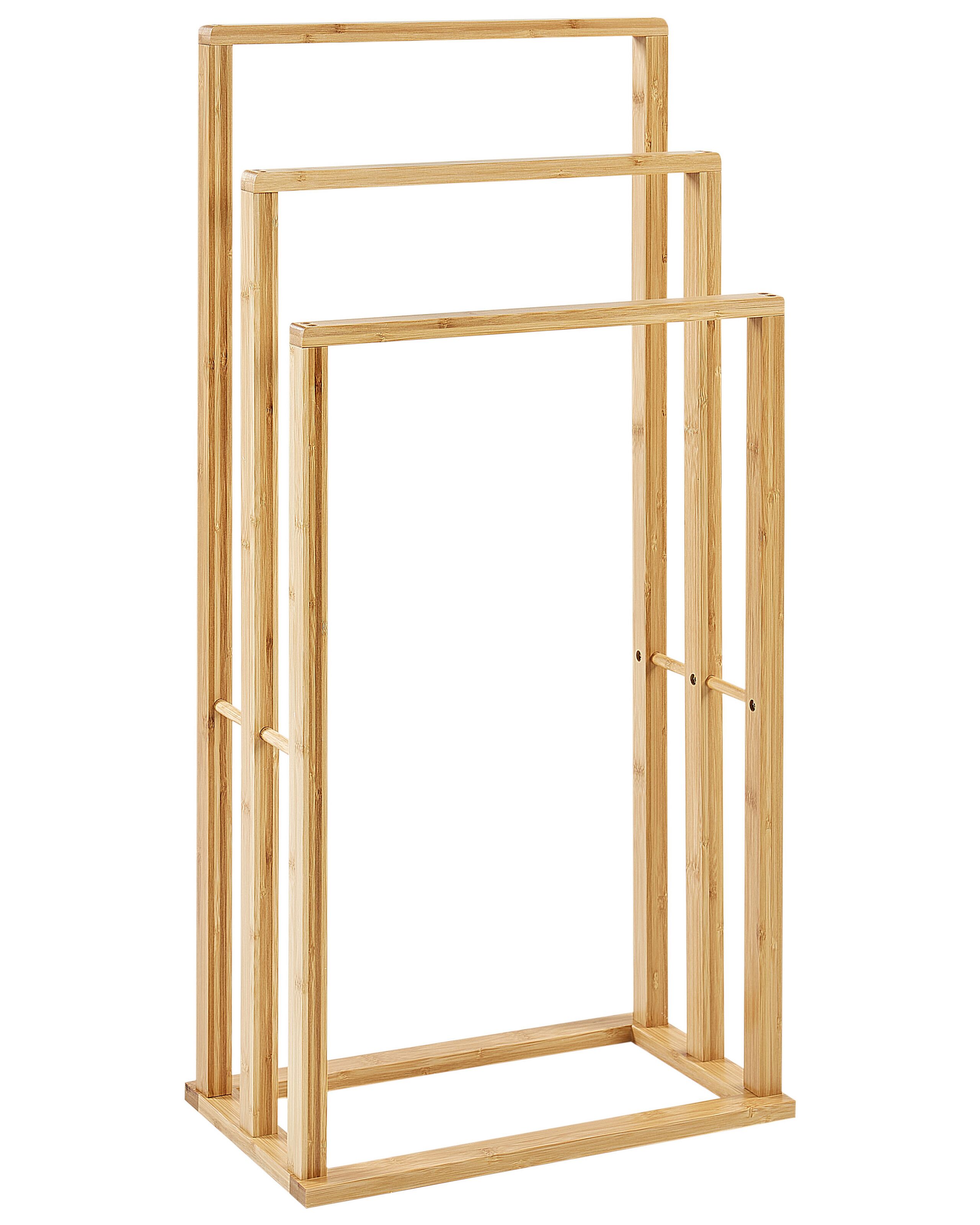 Towel Stand TUPELO Bamboo Wood Light Brown - Gemini Interiors