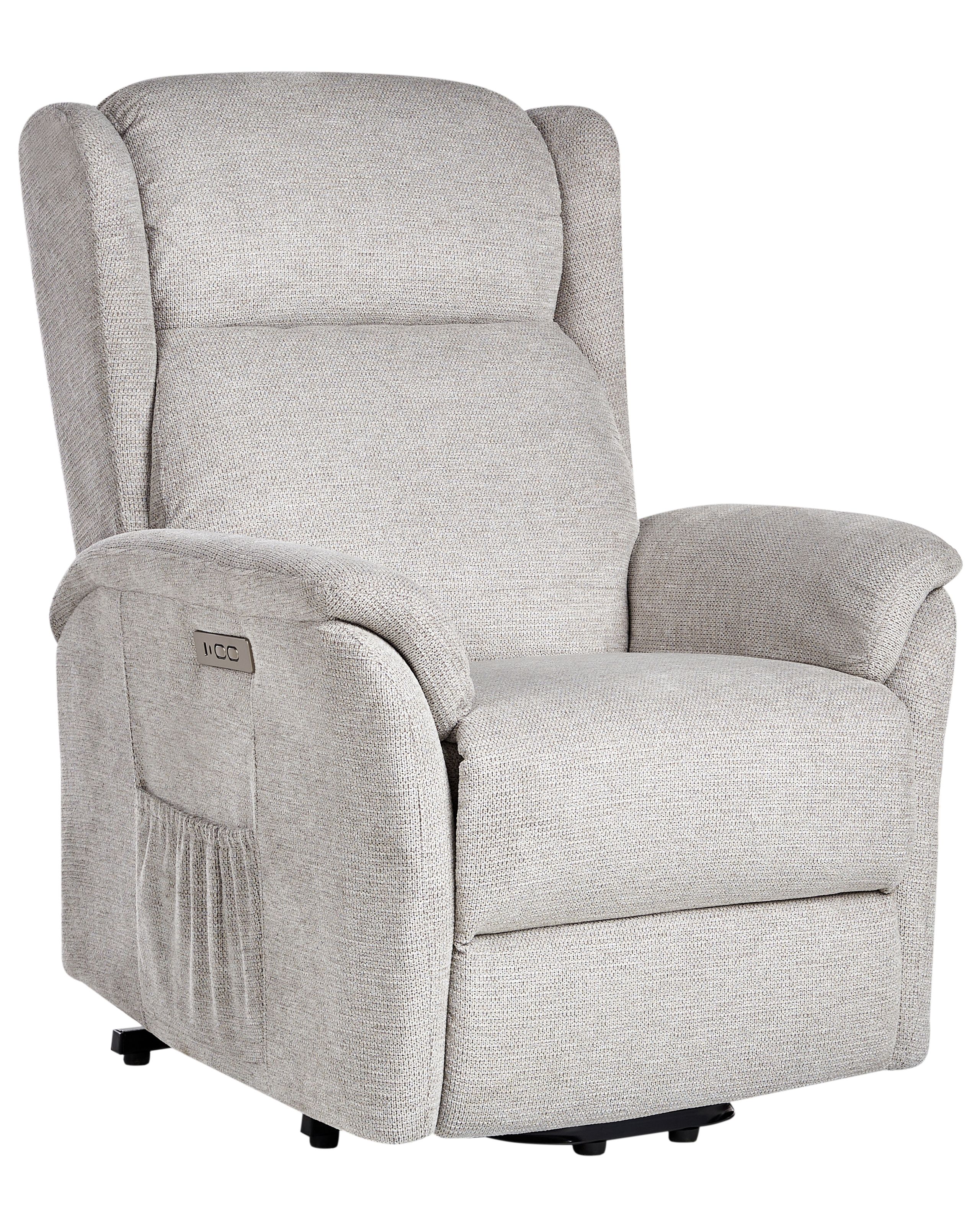 Electric Recliner Chair ELEGY Fabric Light Grey - Gemini Interiors