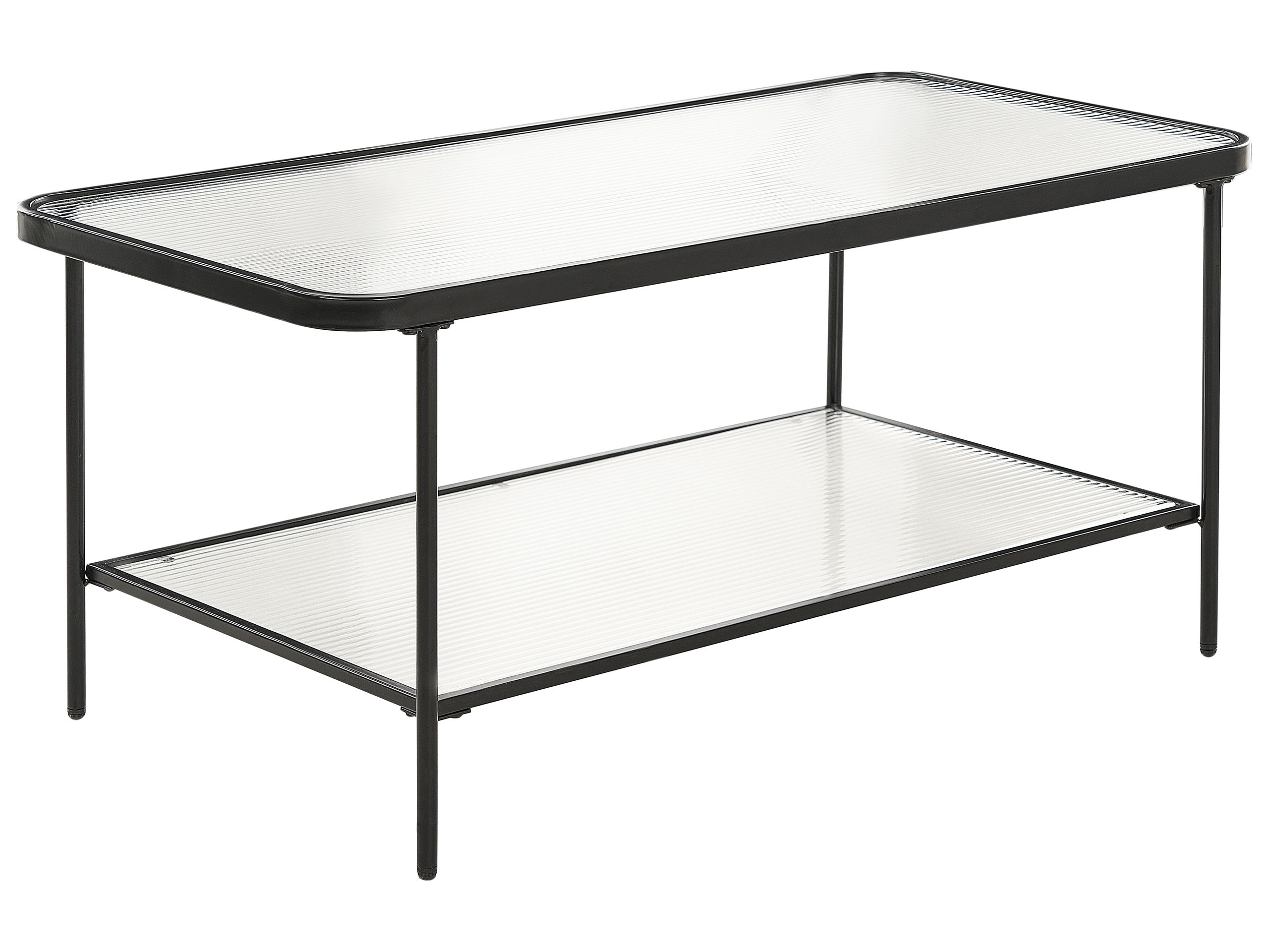 Glass Top Coffee Table with Shelf Black BLAIR - Gemini Interiors