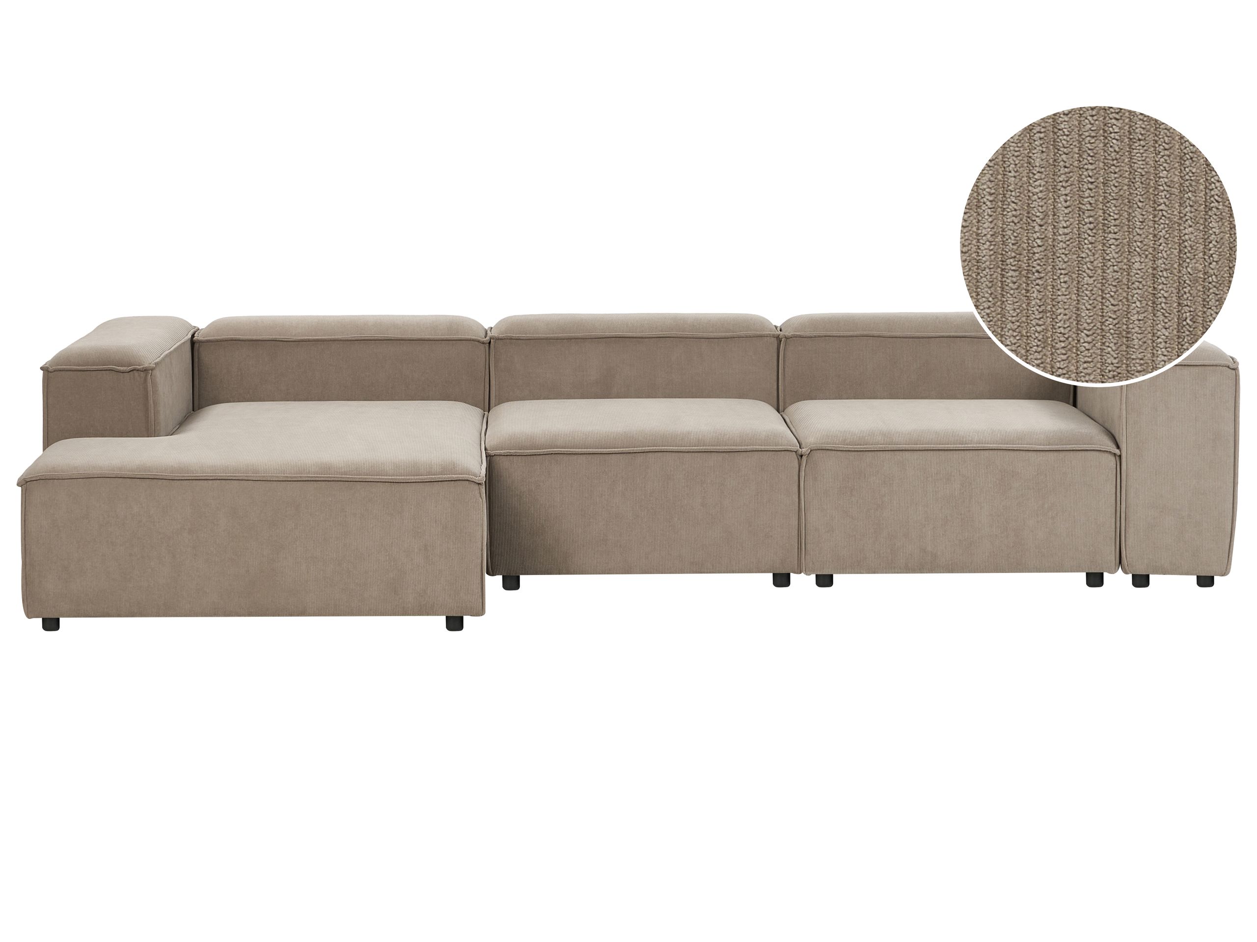 Corner Sofa - TROMSO Right Hand Facing 4 Seater Modular Jumbo Cord Taupe - Gemini Interiors