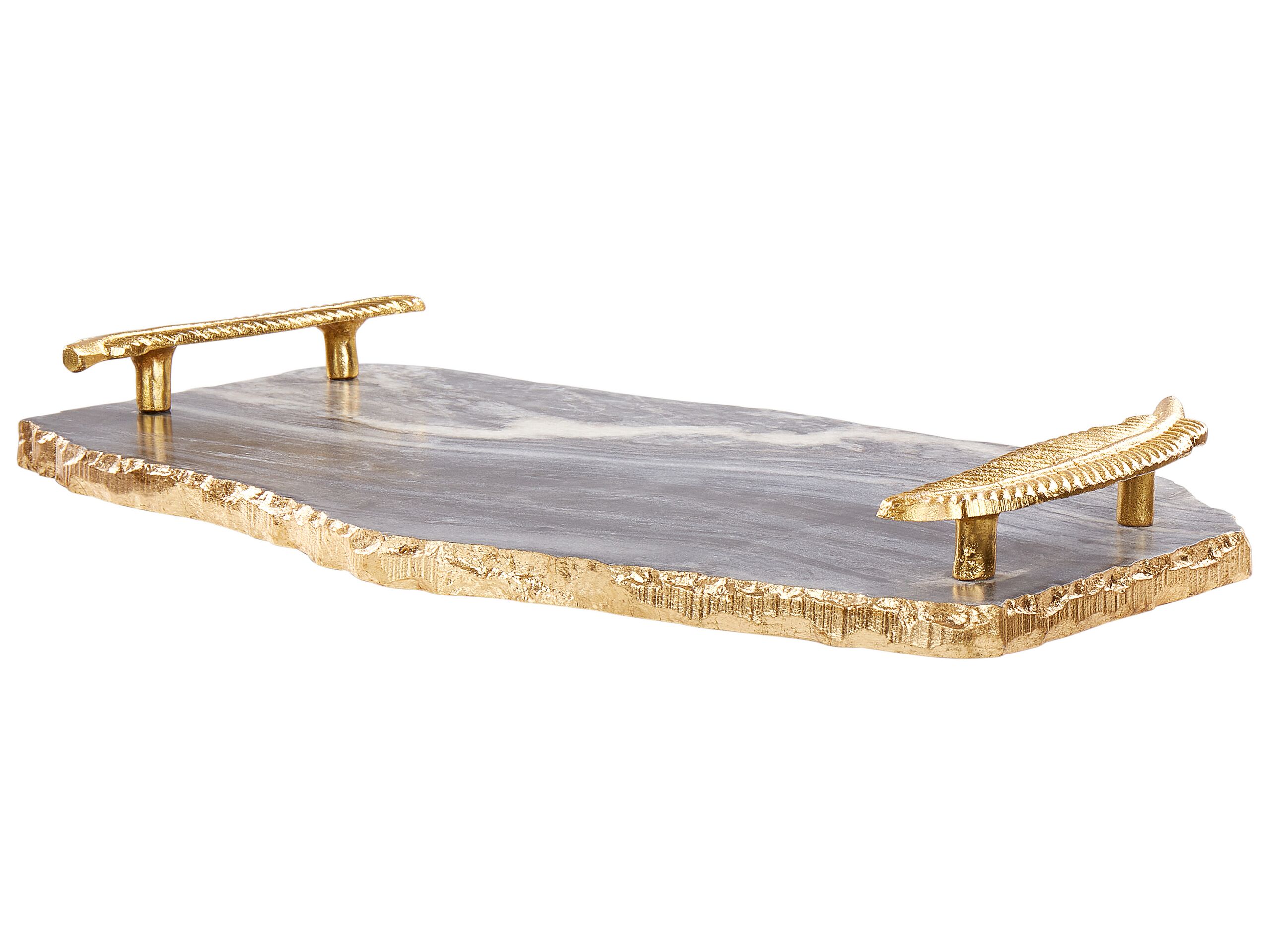 Marble Serving Tray Dark Grey and Gold ZOGRAFOU - Gemini Interiors