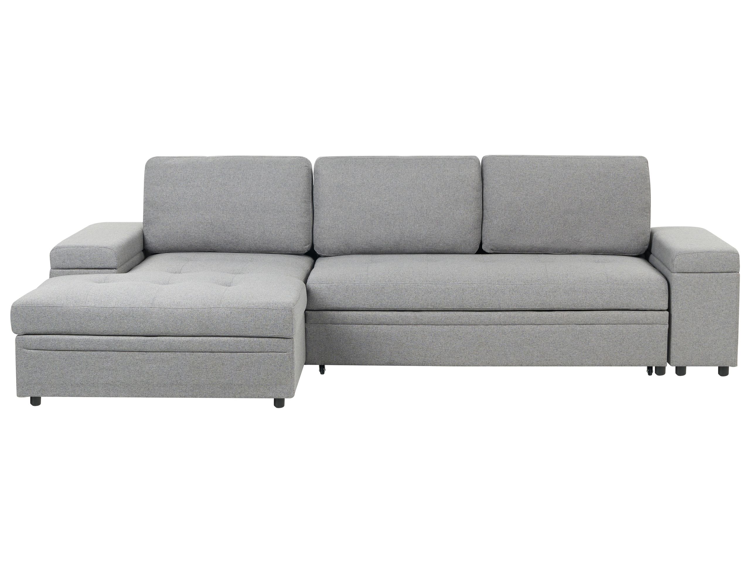 Corner Sofa Bed - HRESIY Right Hand Facing Fabric with Storage Grey - Gemini Interiors