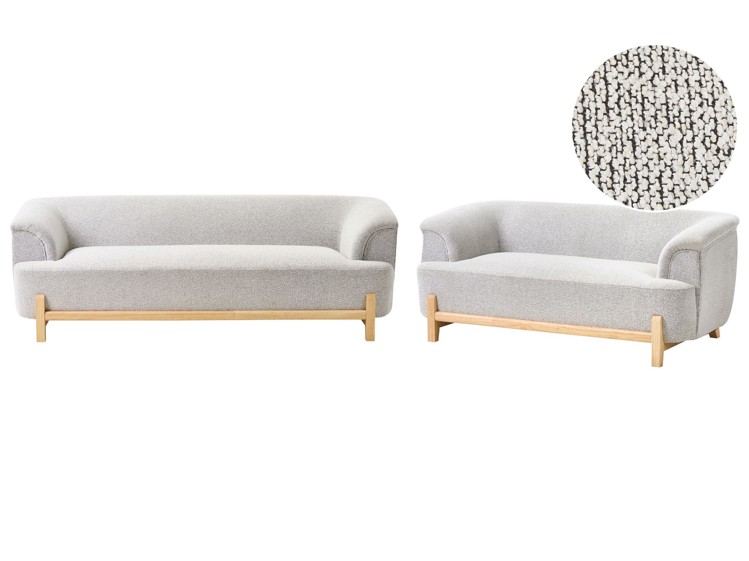 WRENTHORPE Fabric 3 Seater and 2 Seater Sofa Set - Light Grey - Gemini Interiors