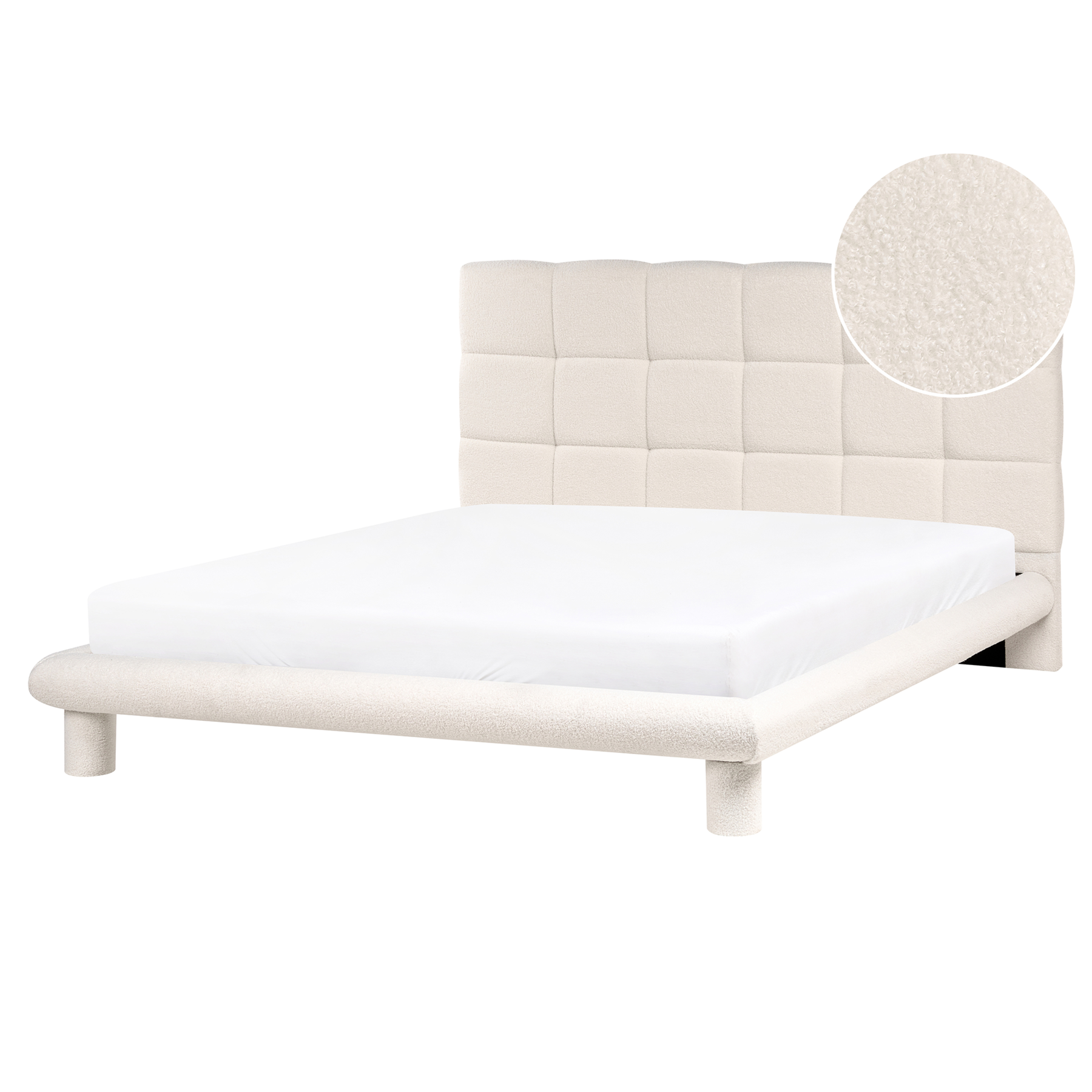 ALURE Kingsize Boucle Fabric Bedframe - Off-White - Gemini Interiors