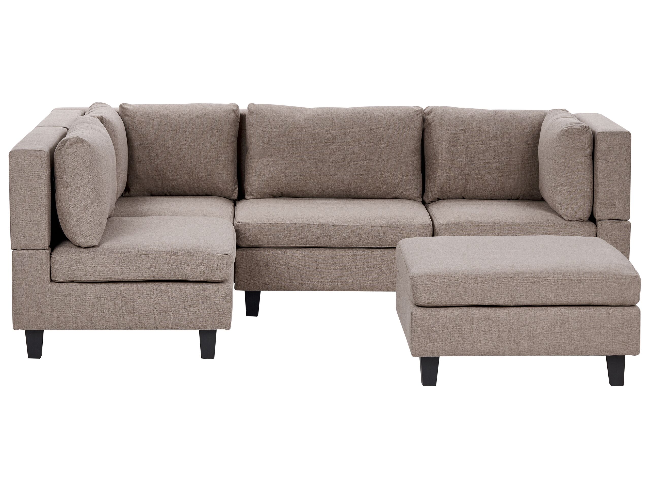 4 Seater Right Hand Modular Fabric Corner Sofa with Ottoman Brown UNSTAD - Gemini Interiors