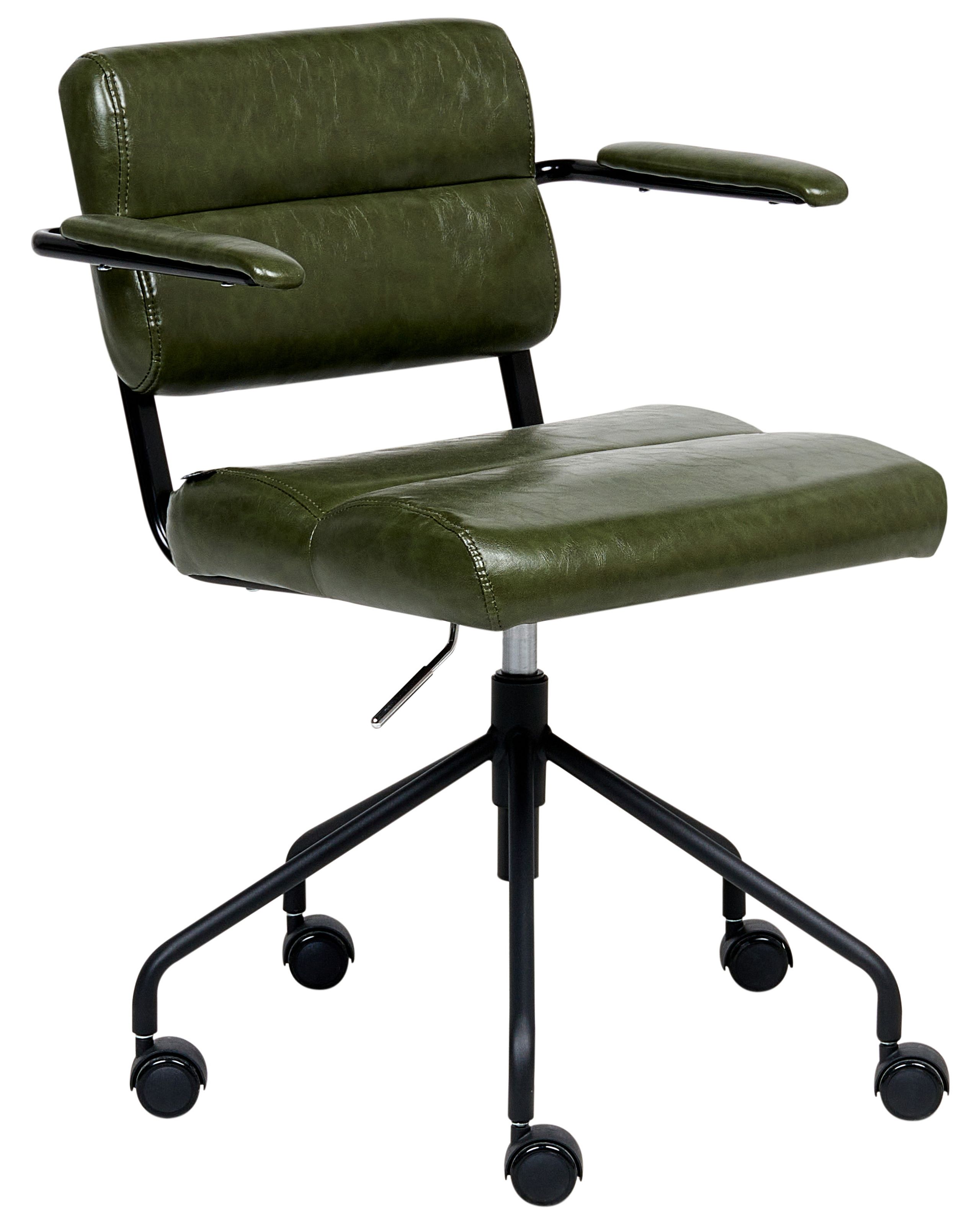 KENDALWICK Faux Leather Office Desk Chair - Green - Gemini Interiors