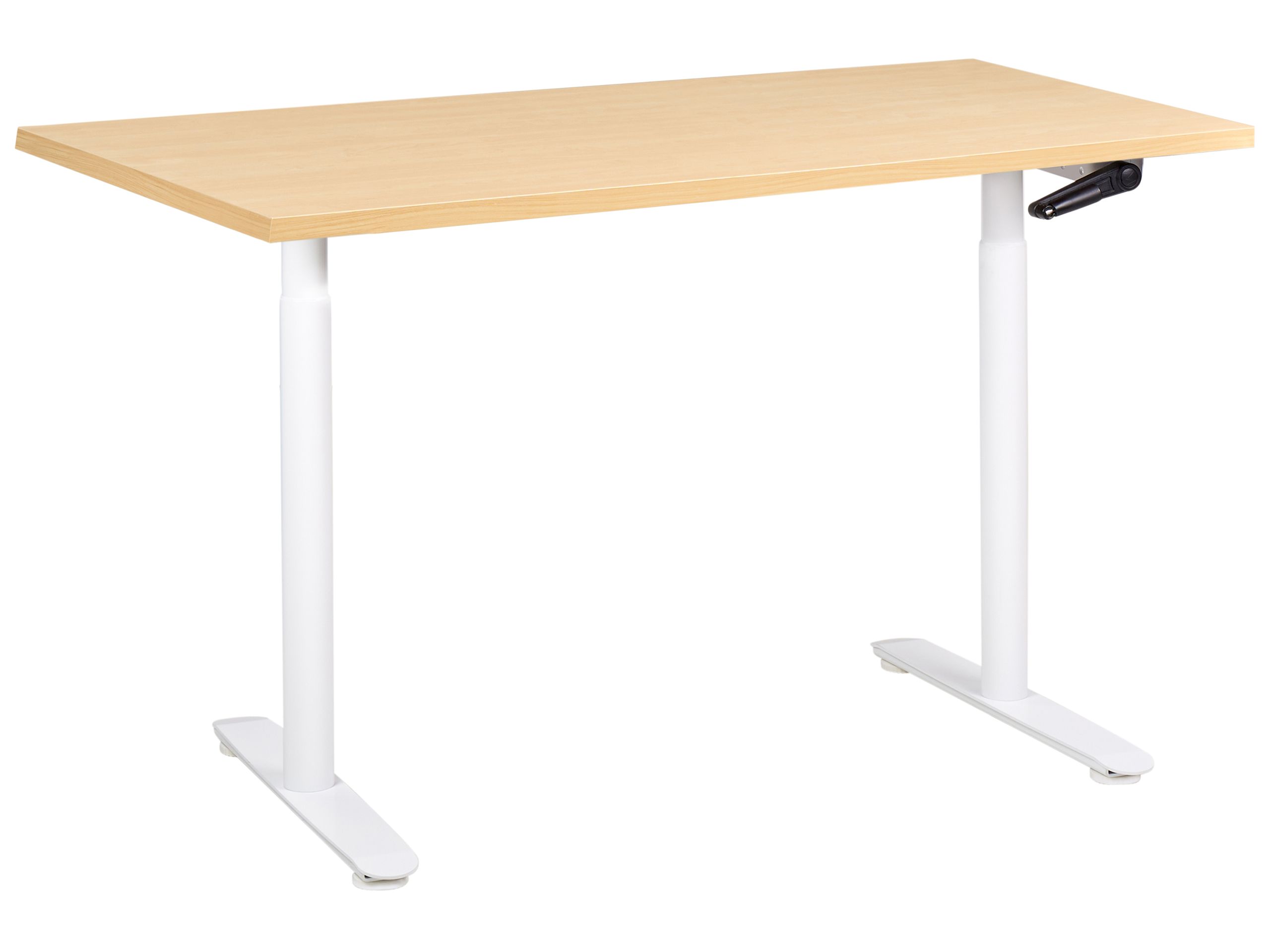 LEYBOURNE Manual Adjustable Standing Office Desk 120 cm - White with Light Oak - Gemini Interiors