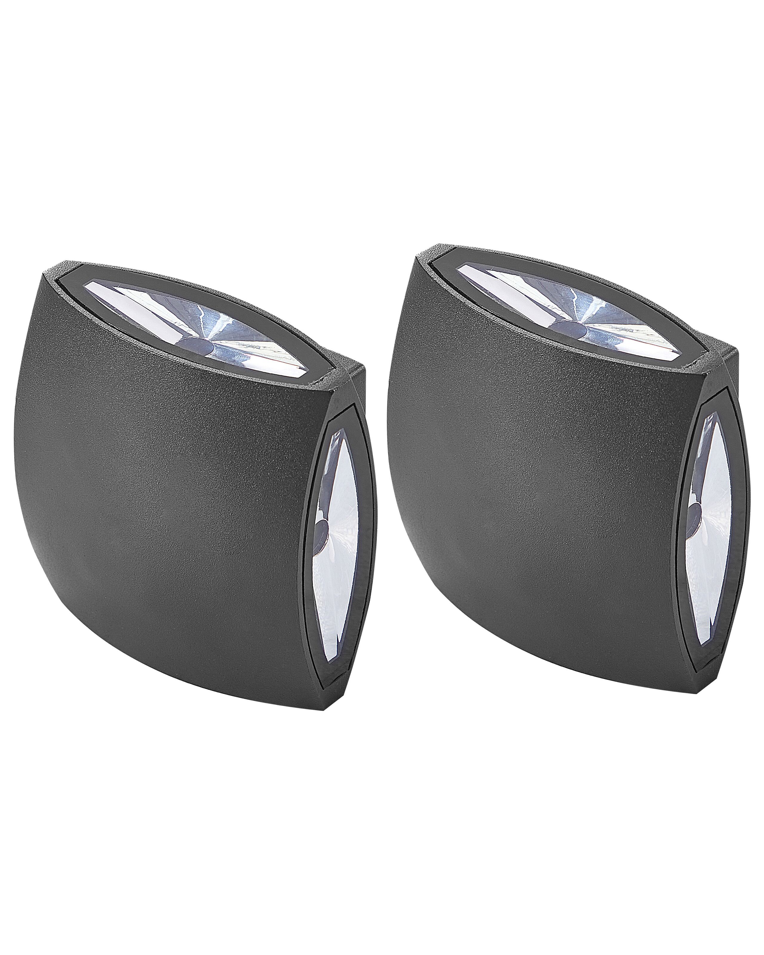 Set of 2 Outdoor LED Wall Lights RAMAPO Black - Gemini Interiors
