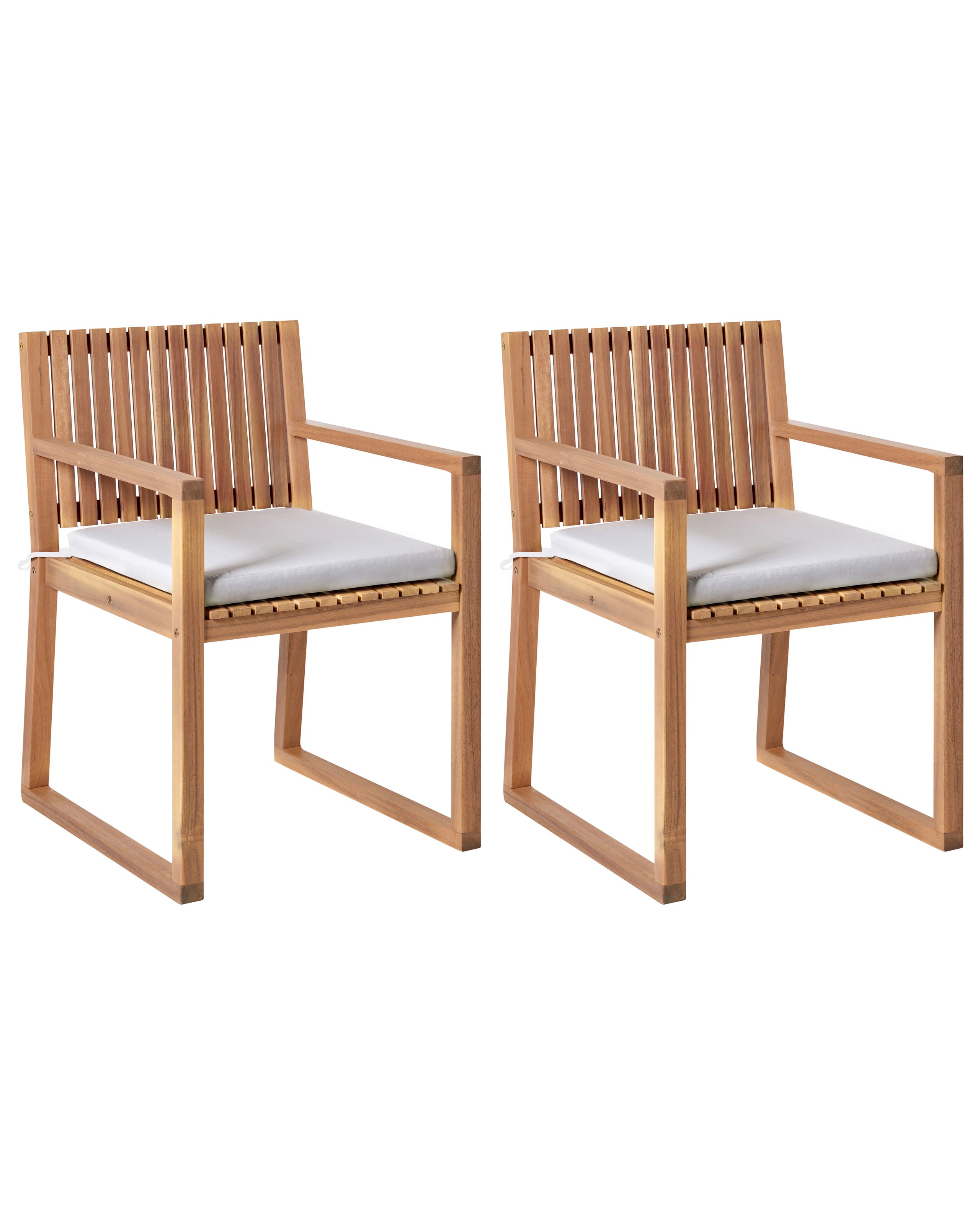 ARBOR Set of 2 Garden Chairs with Cushions - Light Grey - Gemini Interiors