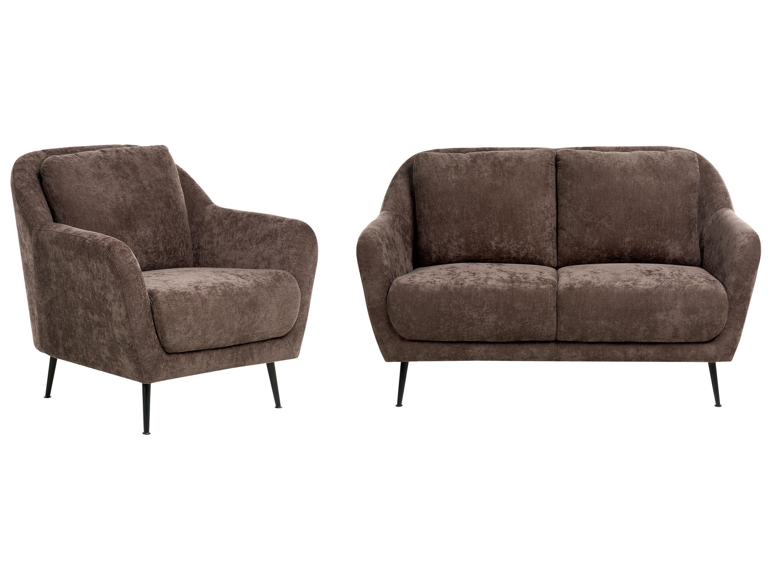 CLIFTONWELL Chenille Fabric 2 Seater Sofa and Armchair Sofa Set - Brown - Gemini Interiors