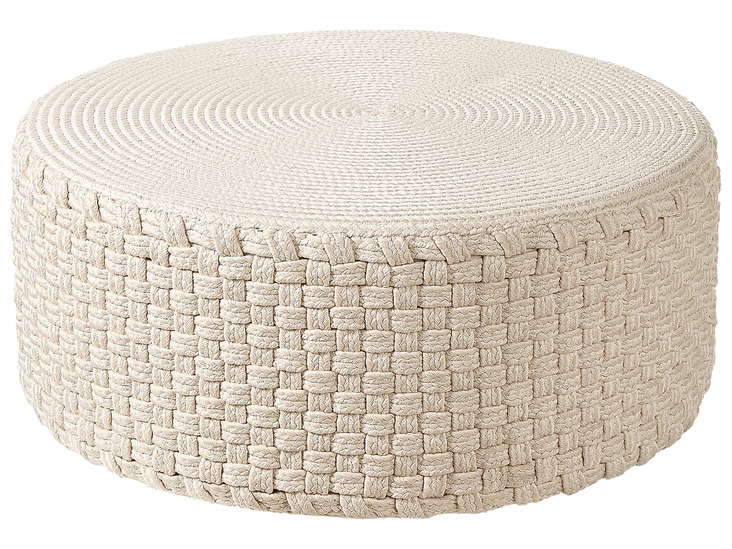 Outdoor Woven Pouffe Light Beige MITHI - Gemini Interiors