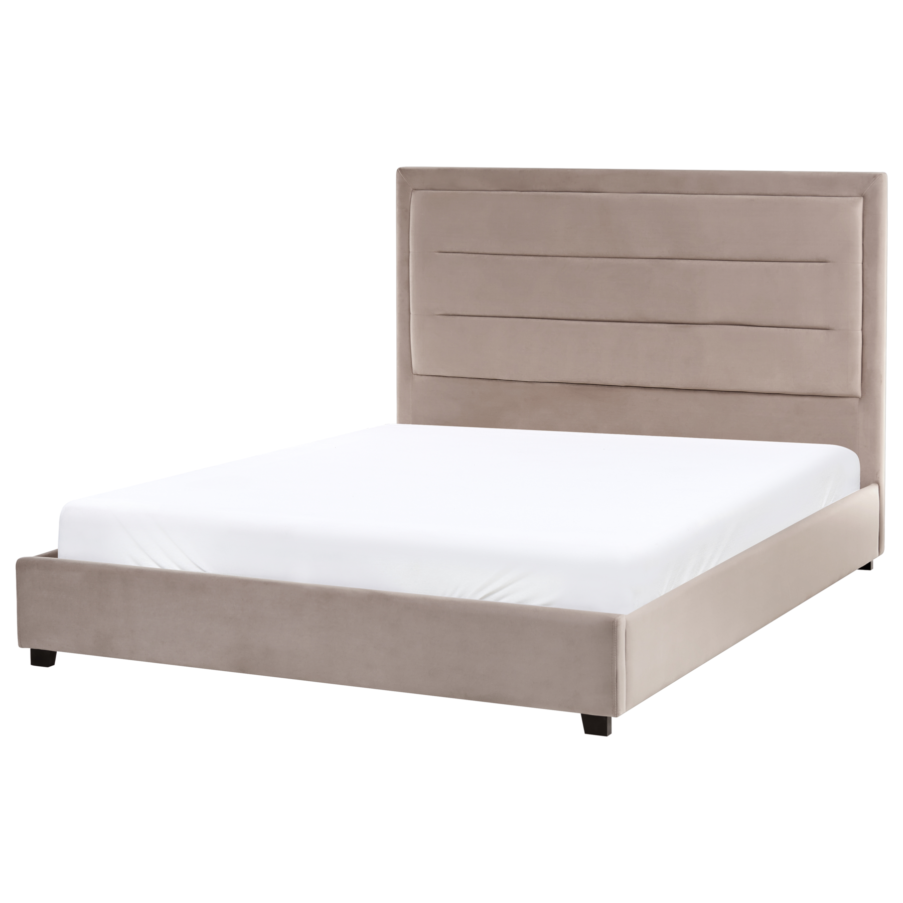 AURENNE Double Velvet Bedframe - Taupe - Gemini Interiors
