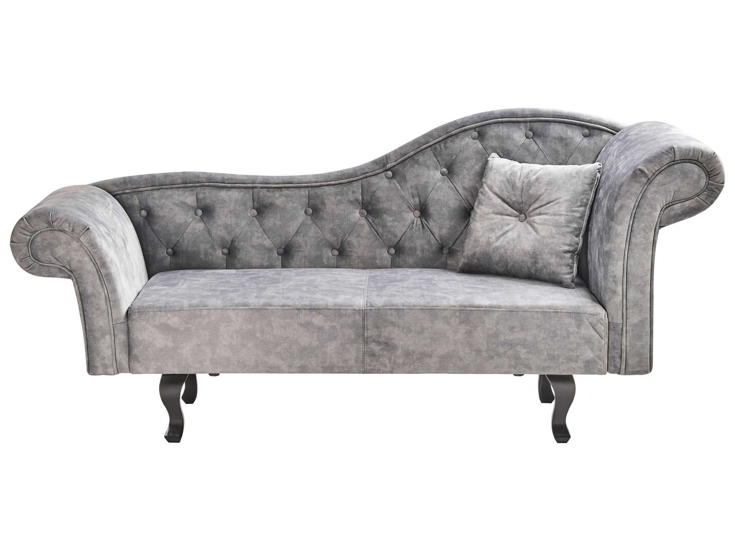Right Hand Velvet Chaise Lounge Grey LATTES II - Gemini Interiors