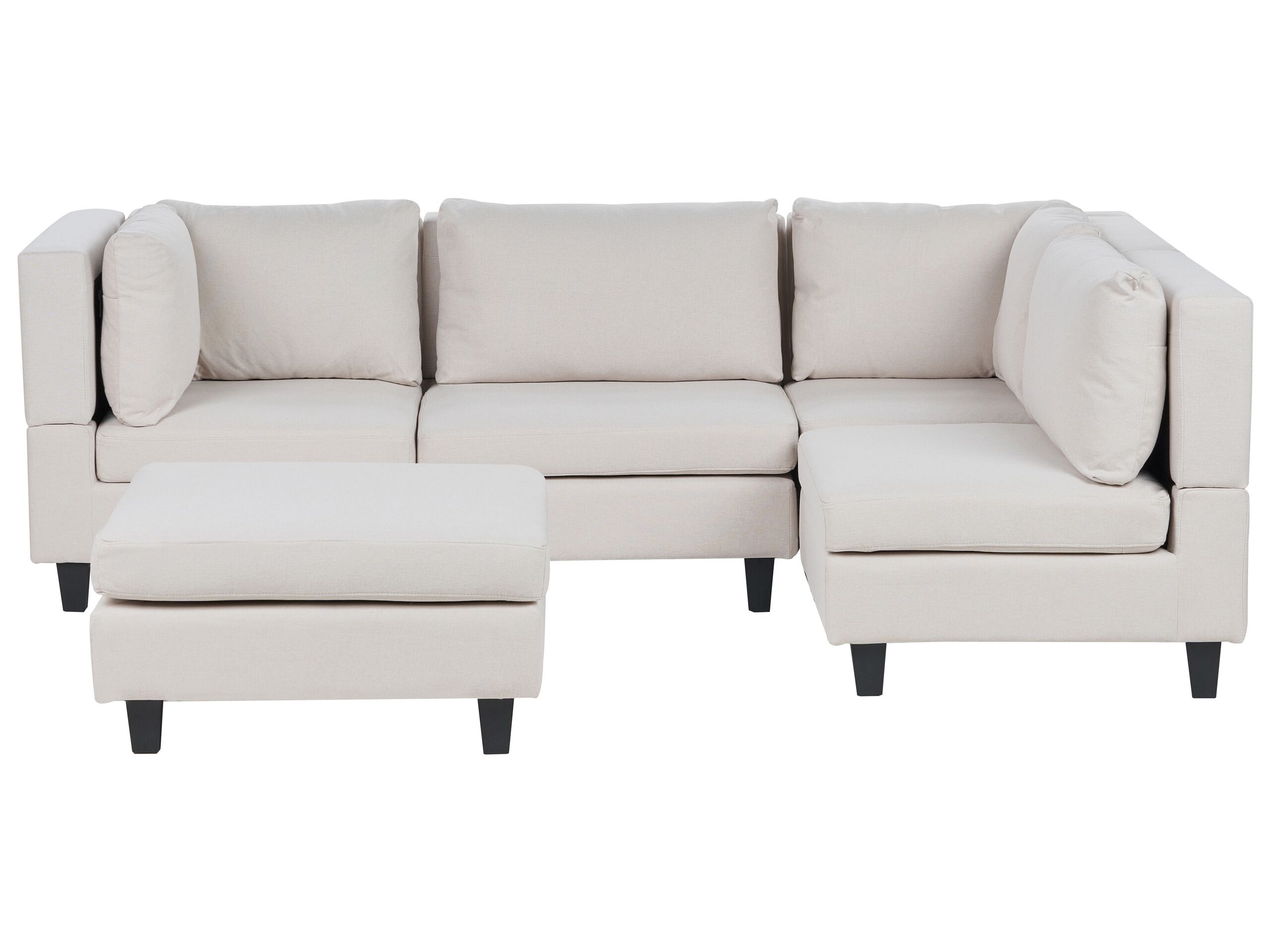 4 Seater Left Hand Modular Fabric Corner Sofa with Ottoman Light Beige UNSTAD - Gemini Interiors