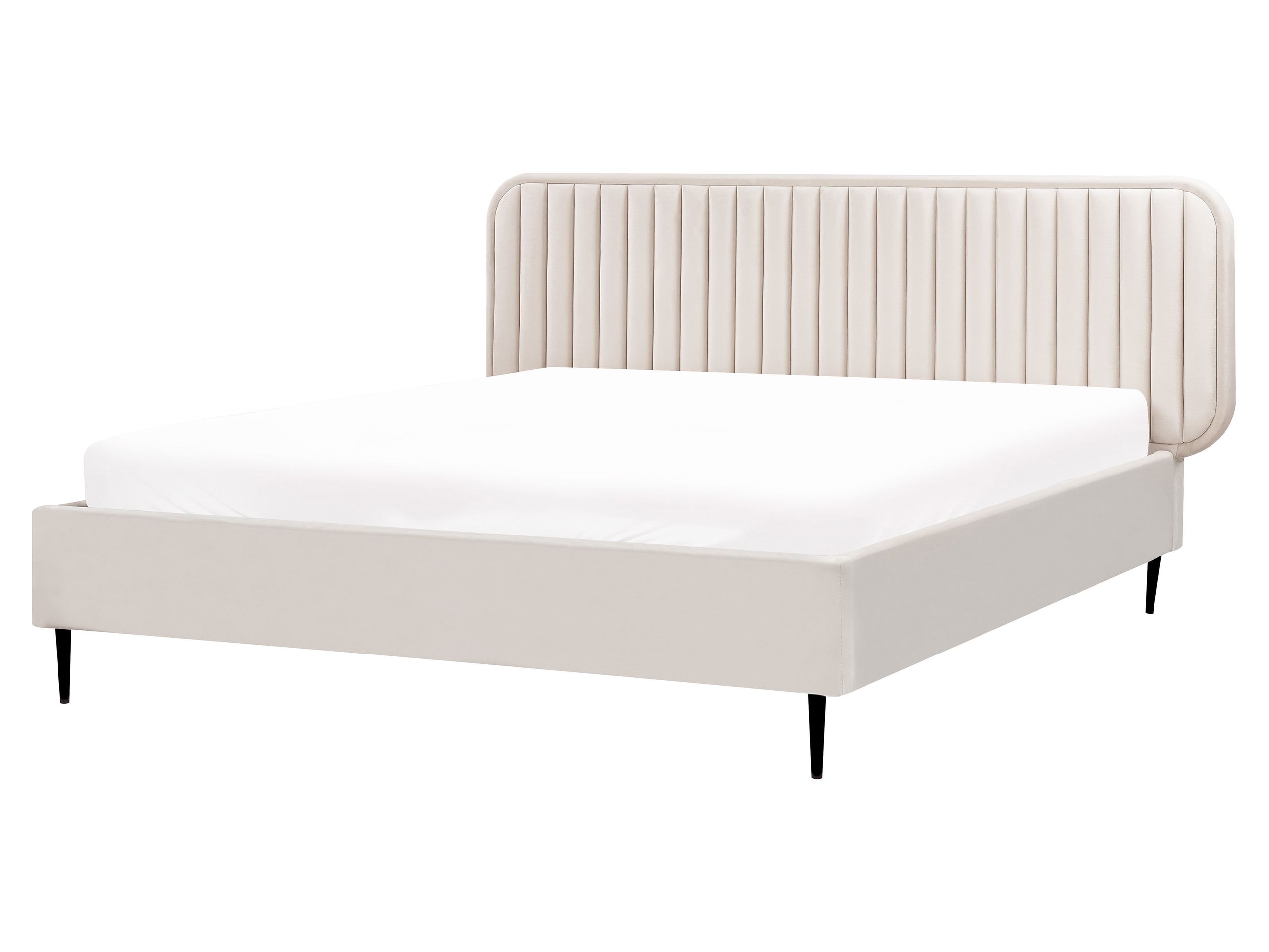 ARIN Bedframe Velvet 160 x 200cm EU Kingsize Bed Beige - Gemini Interiors