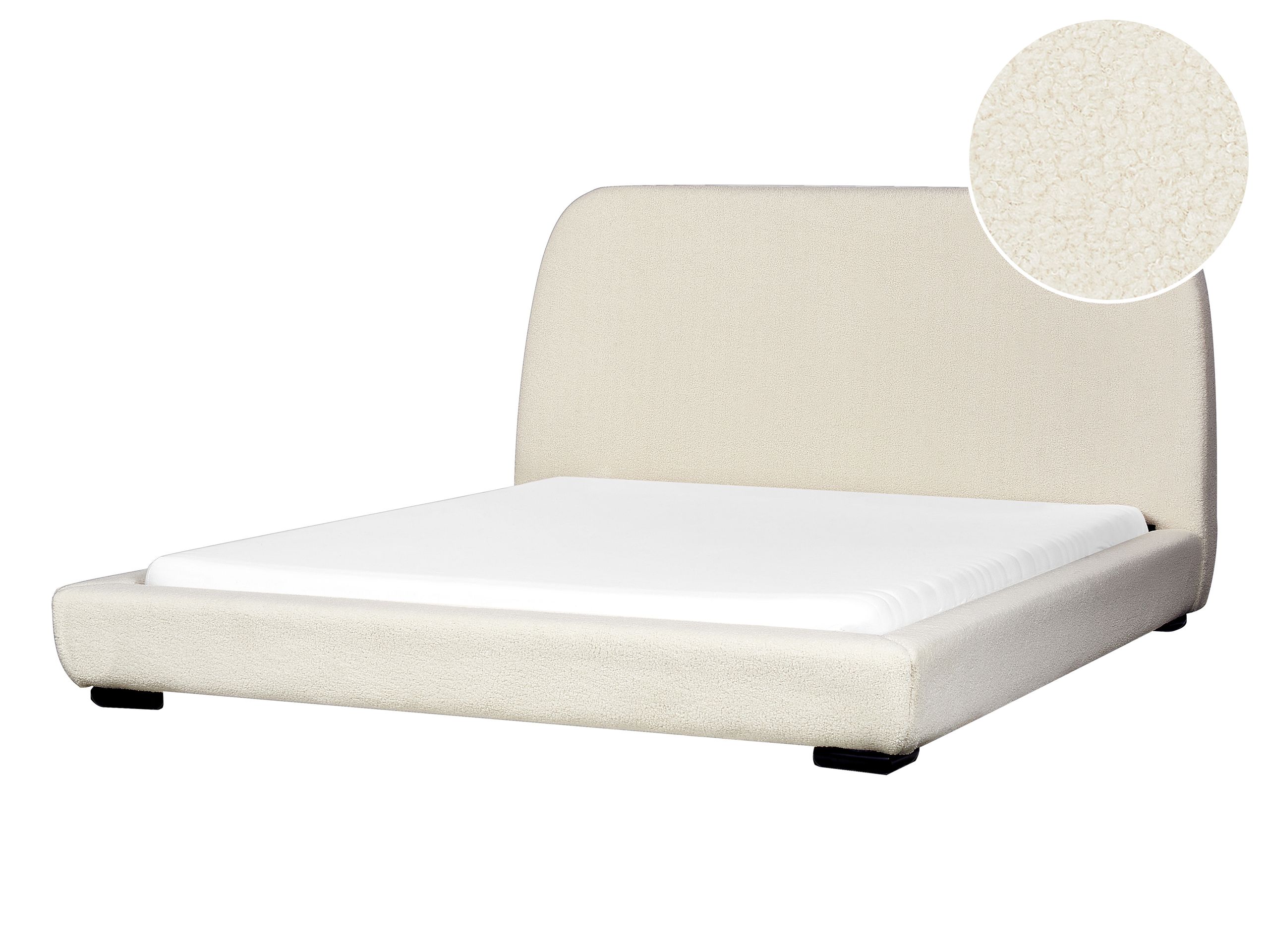 ROSSEL Bedframe Boucle 160 x 200cm EU Kingsize Bed Cream - Gemini Interiors