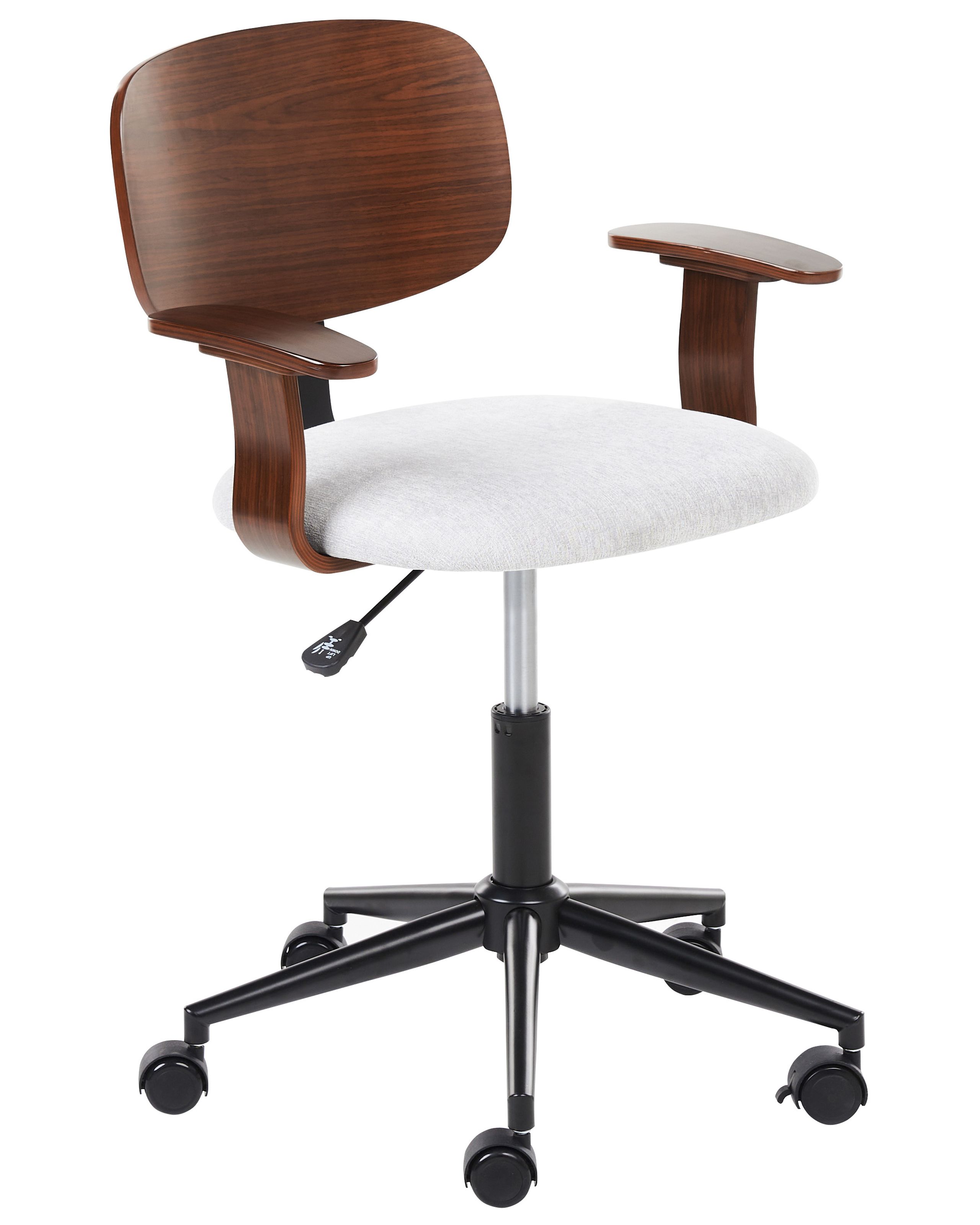 Linen Office Chair Dark Wood and Light Grey GUNNISON - Gemini Interiors