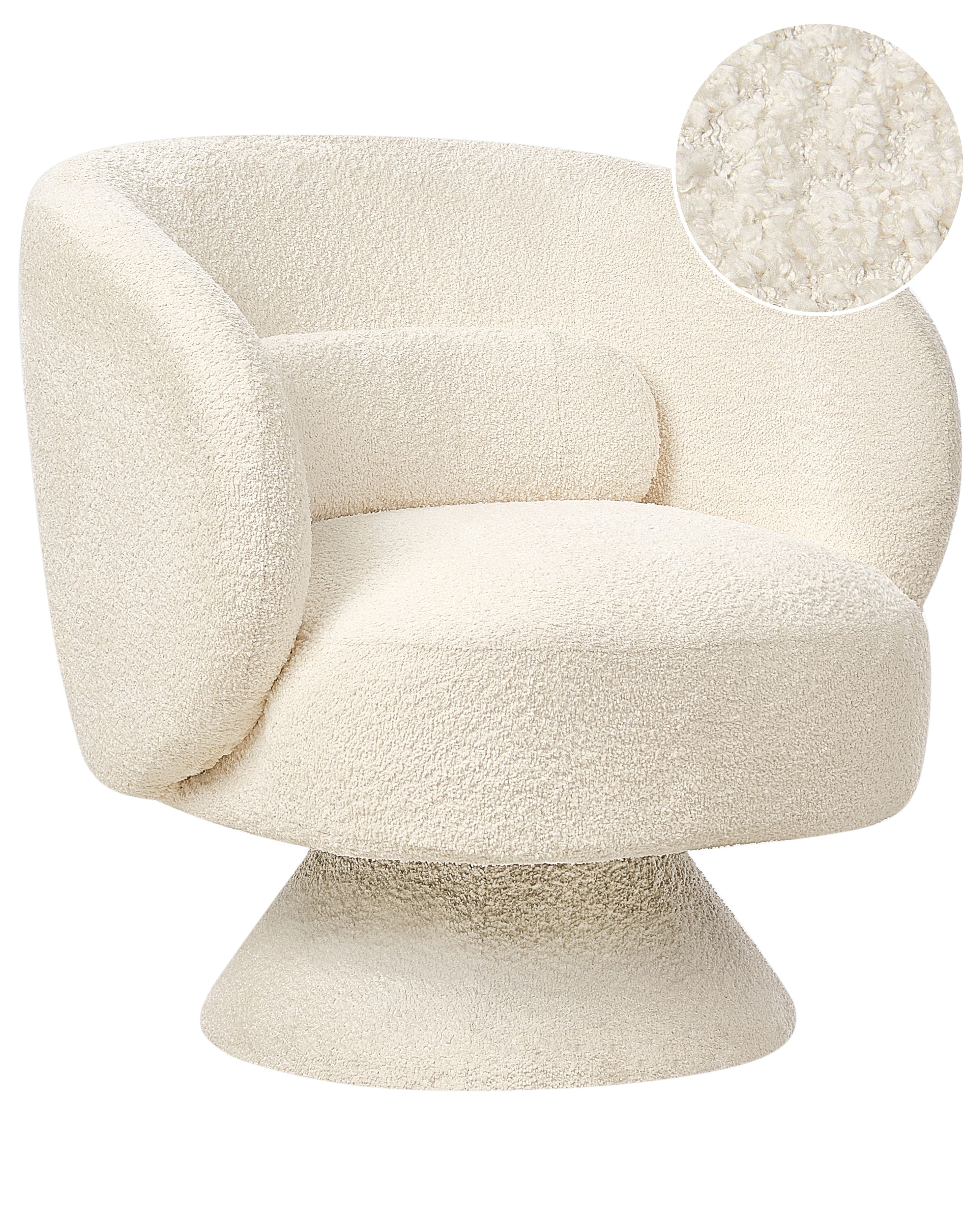 Swivel Armchair LIEKSA Boucle Off-White - Gemini Interiors