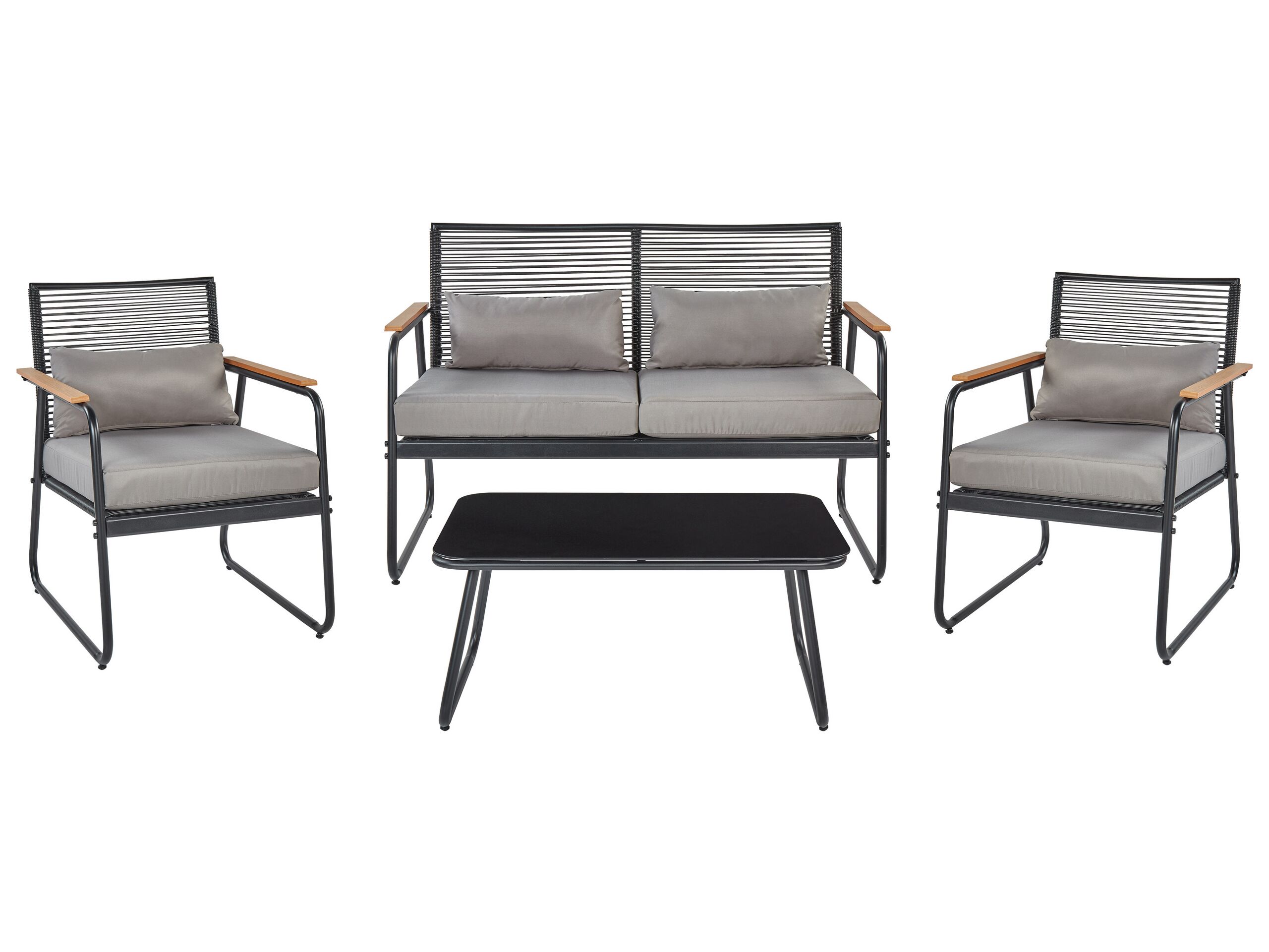 Garden Lounge Set with Table 4 Seater POMONTE Metal Black - Gemini Interiors
