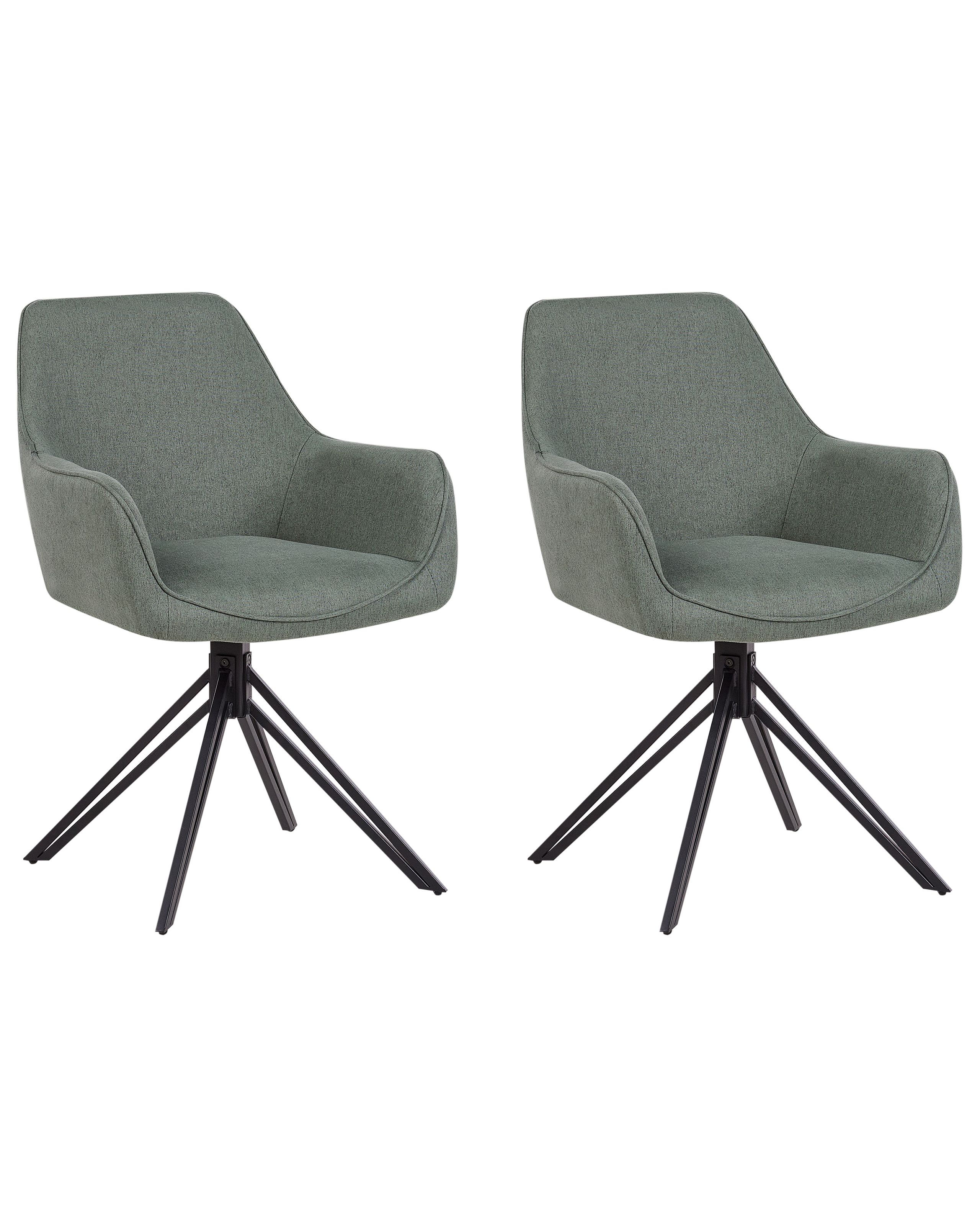 Set of 2 Dining Chairs Swivel JODAR Dark Green - Gemini Interiors