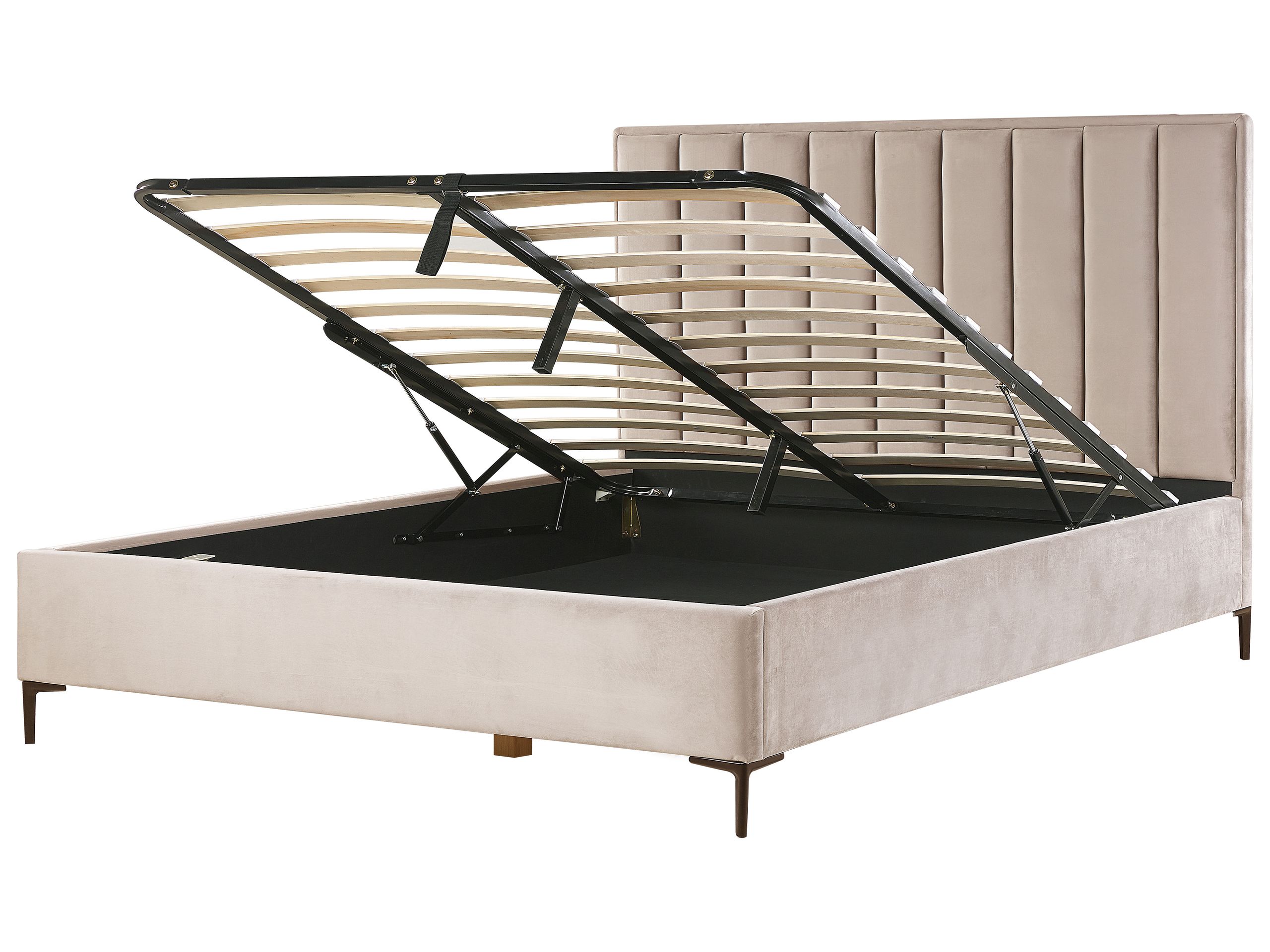 SEZZANA Ottoman Bedframe Velvet 180 x 200cm EU Super Kingsize Bed Taupe - Gemini Interiors