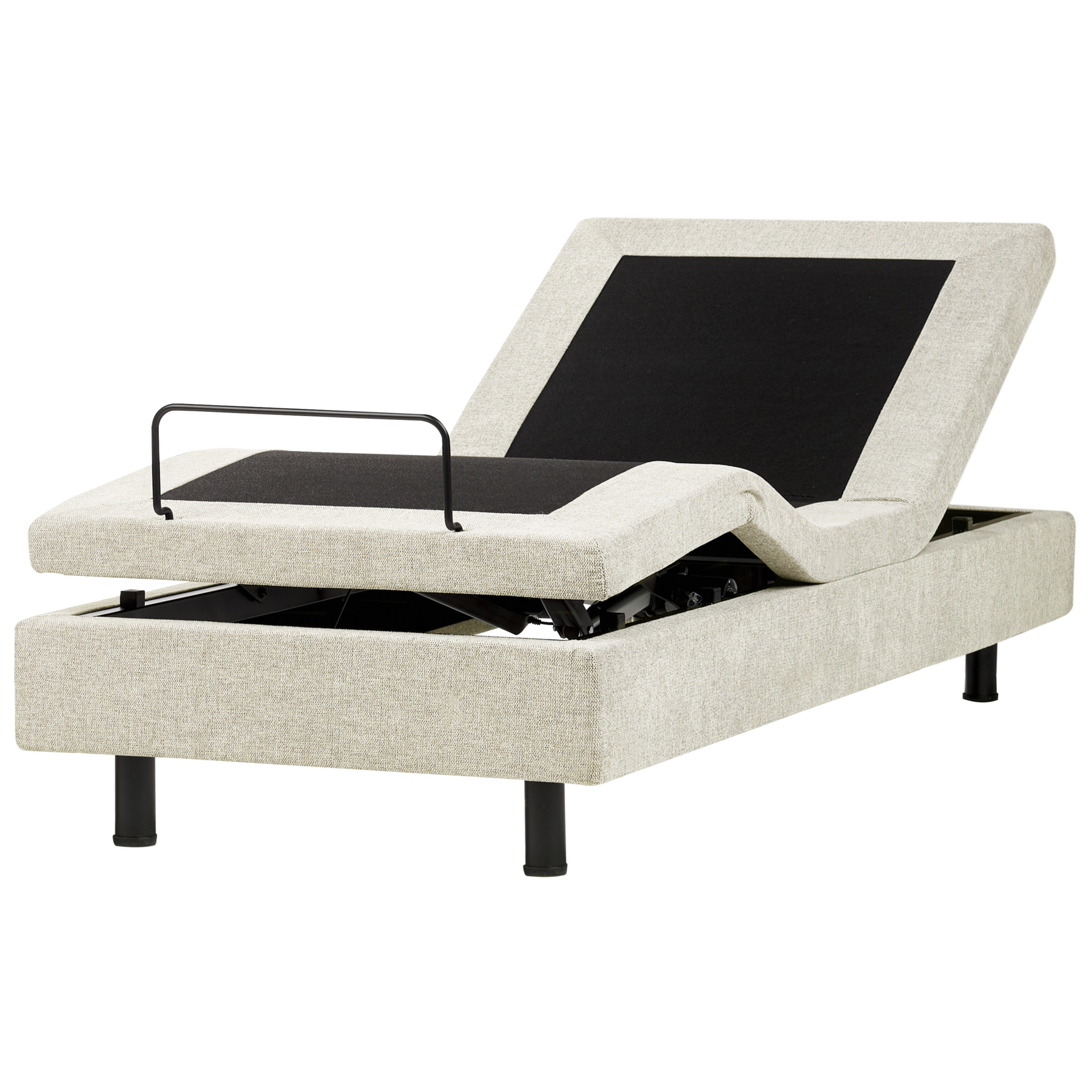 DEKU Single Fabric Adjustable Bed without Headboard - Beige - Gemini Interiors