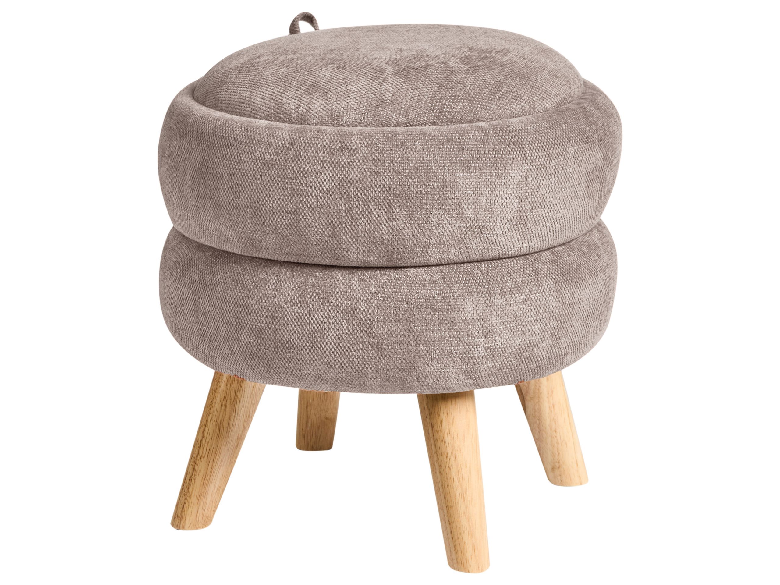 HAMBERLEIGH Chenille Fabric Storage Footstool - Taupe - Gemini Interiors