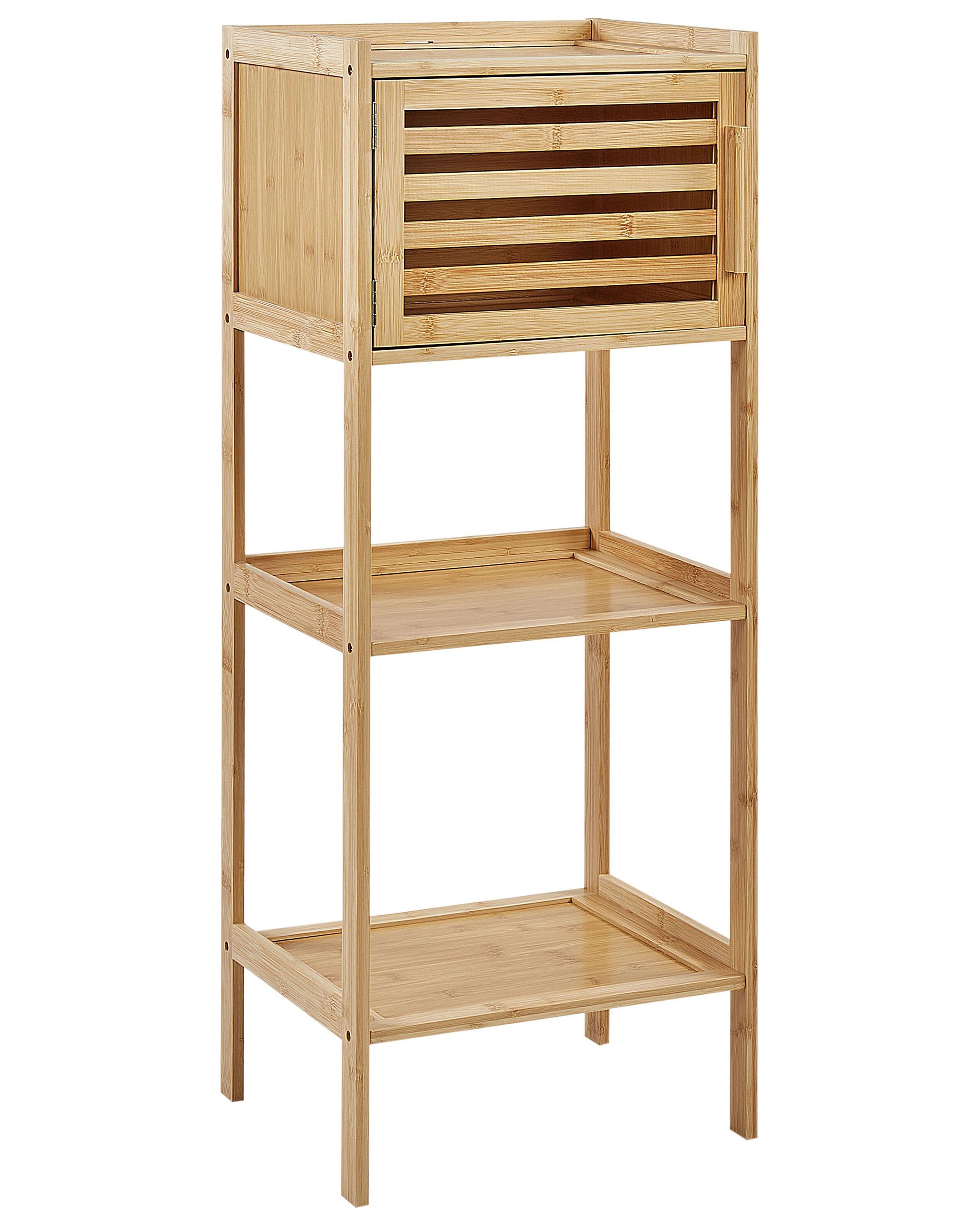 Bamboo Bathroom Shelving Unit Light Wood BECKLEY - Gemini Interiors