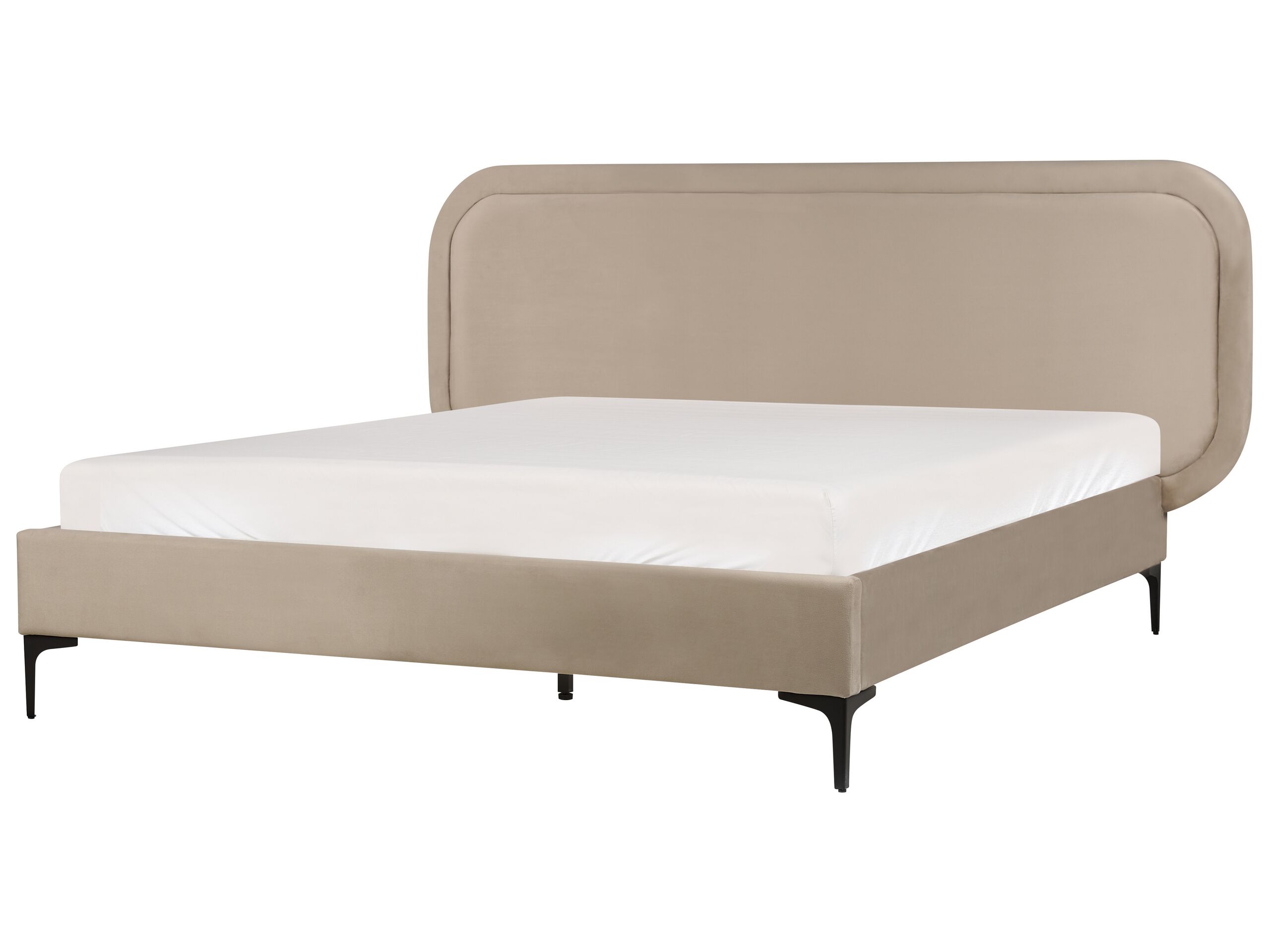 SUZZA Bedframe Velvet 140 x 200cm EU Double Bed Beige - Gemini Interiors