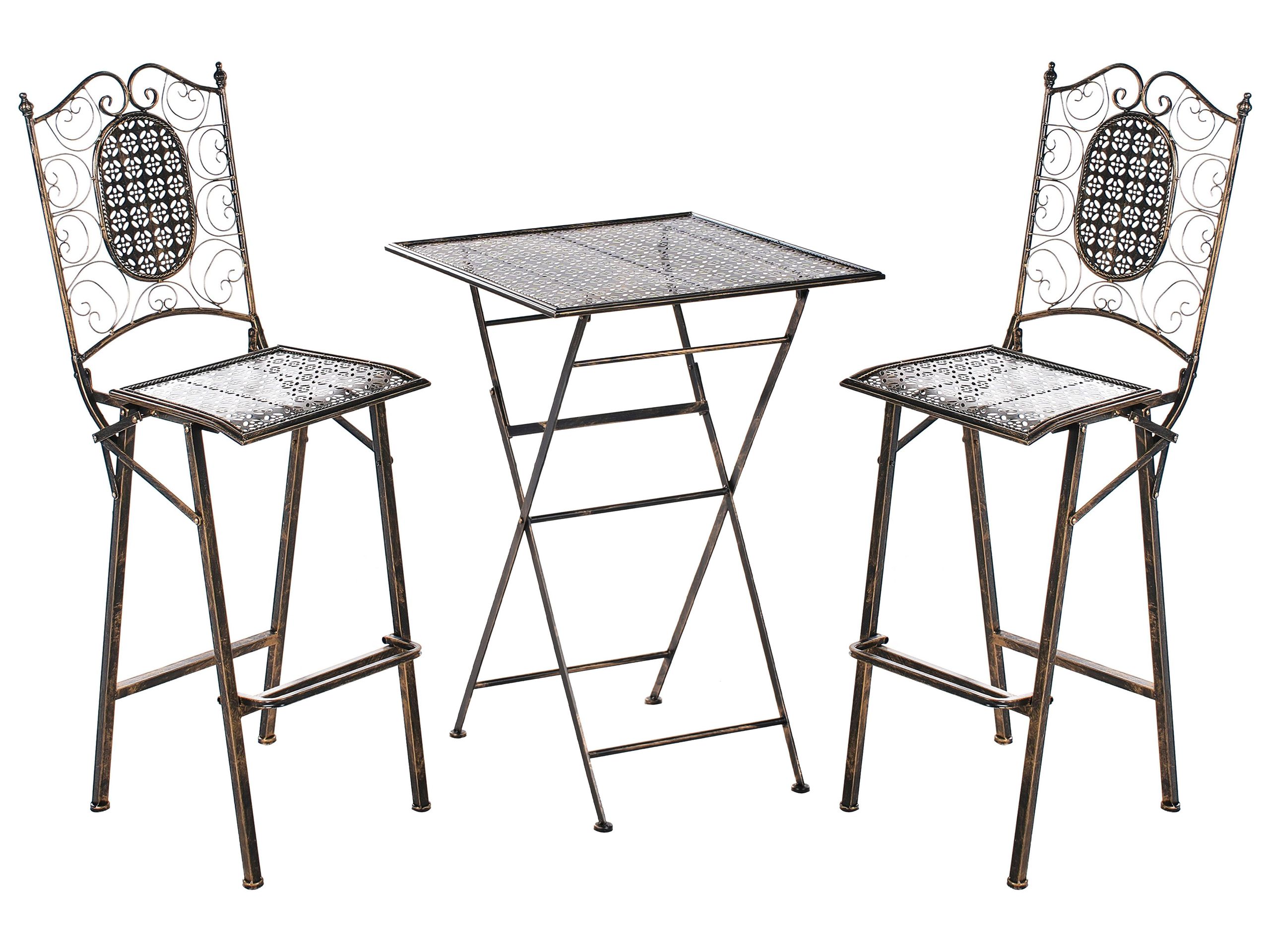 Garden Bar Set Folding BORMIO Metal Black - Gemini Interiors
