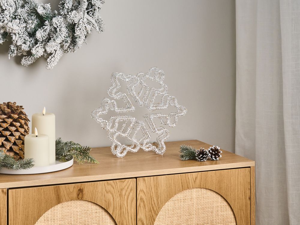 SILVERON Lighting LED Acrylic Garden Christmas Snowflake Decoration - White - Gemini Interiors