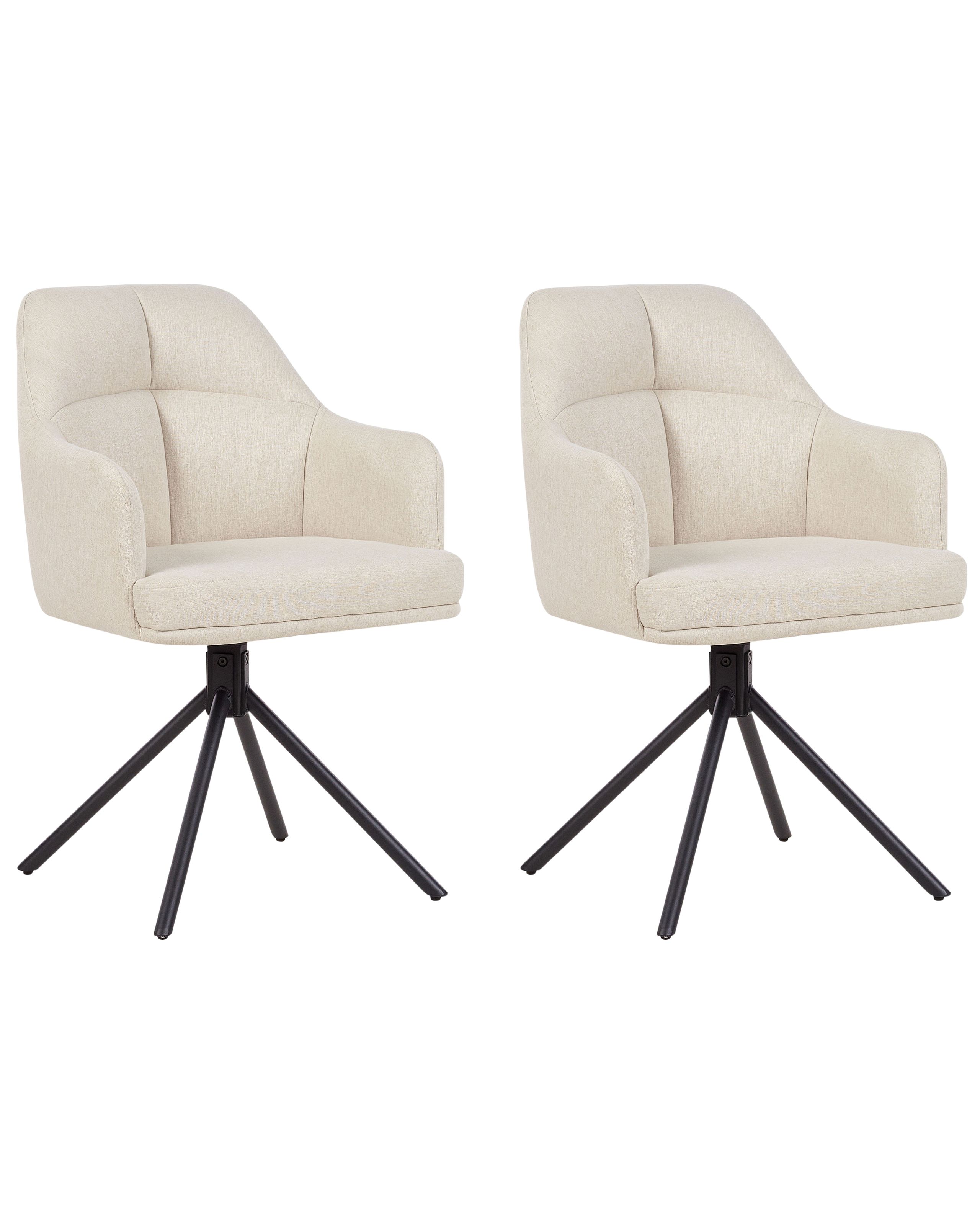 Set of 2 Dining Chairs Swivel MIRA Beige - Gemini Interiors