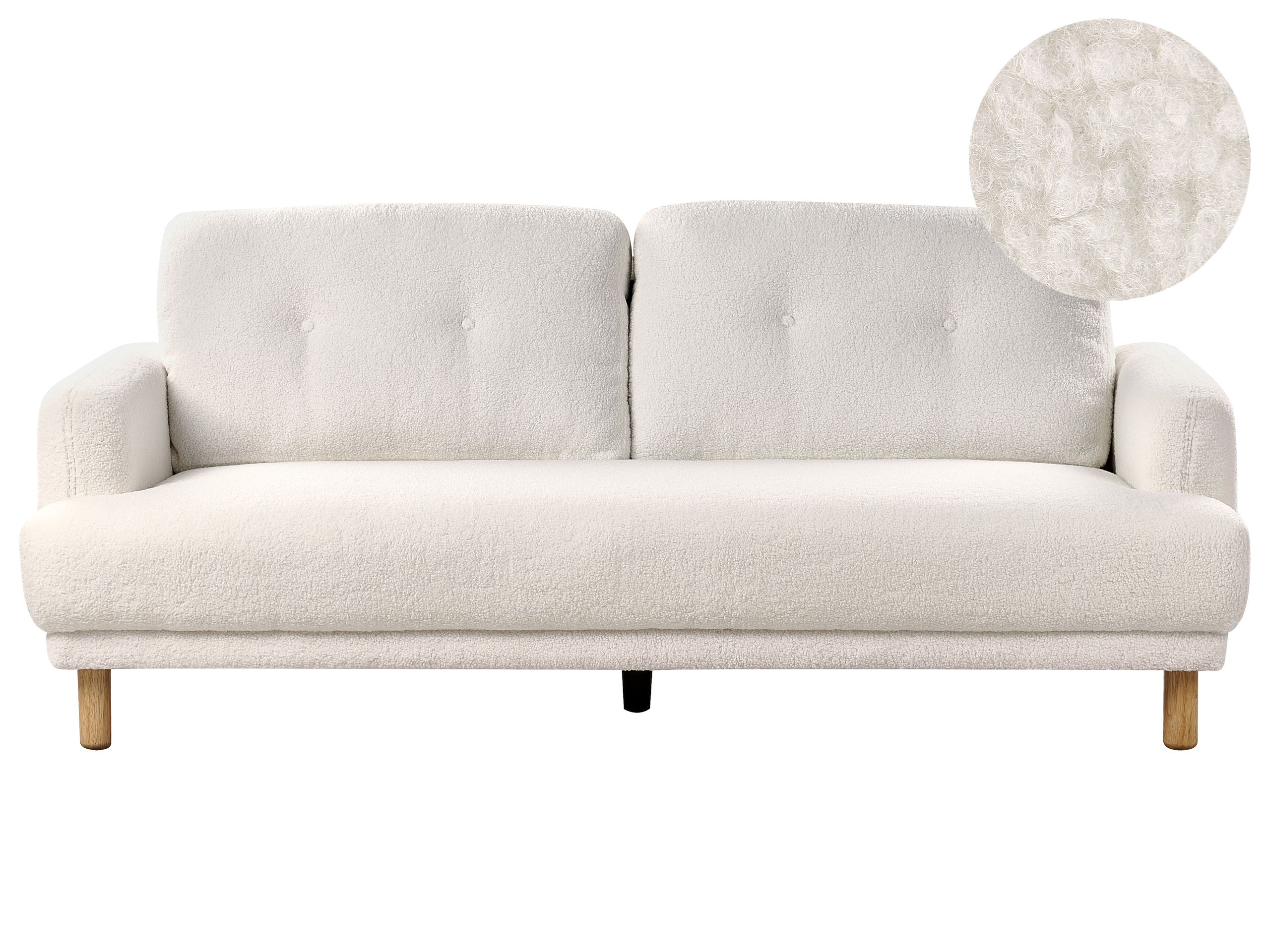 3 Seater Boucle Sofa White TUVE - Gemini Interiors