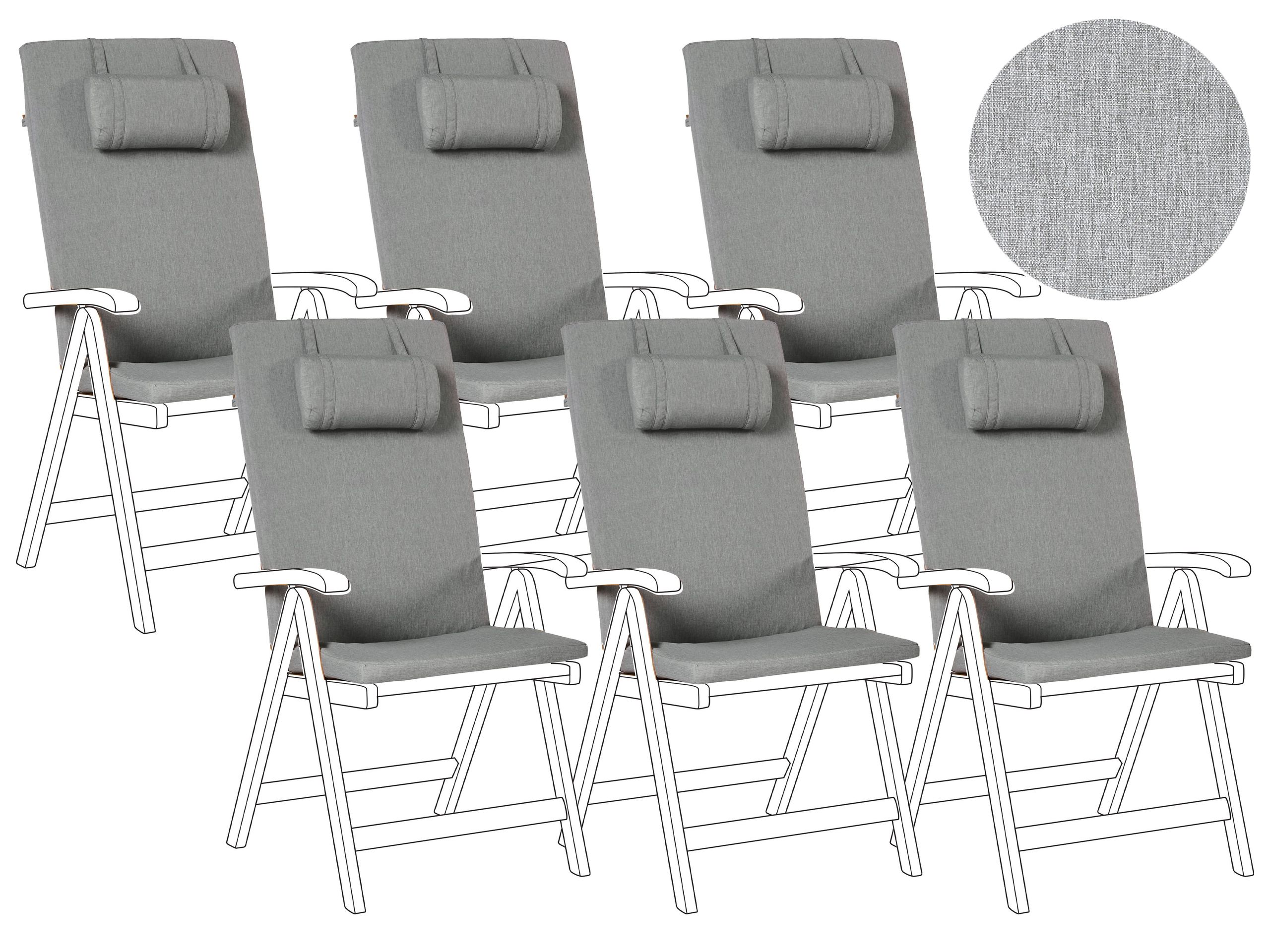 BREEZ Set of 6 Garden Back Seat Cushions - Grey Melange - Gemini Interiors